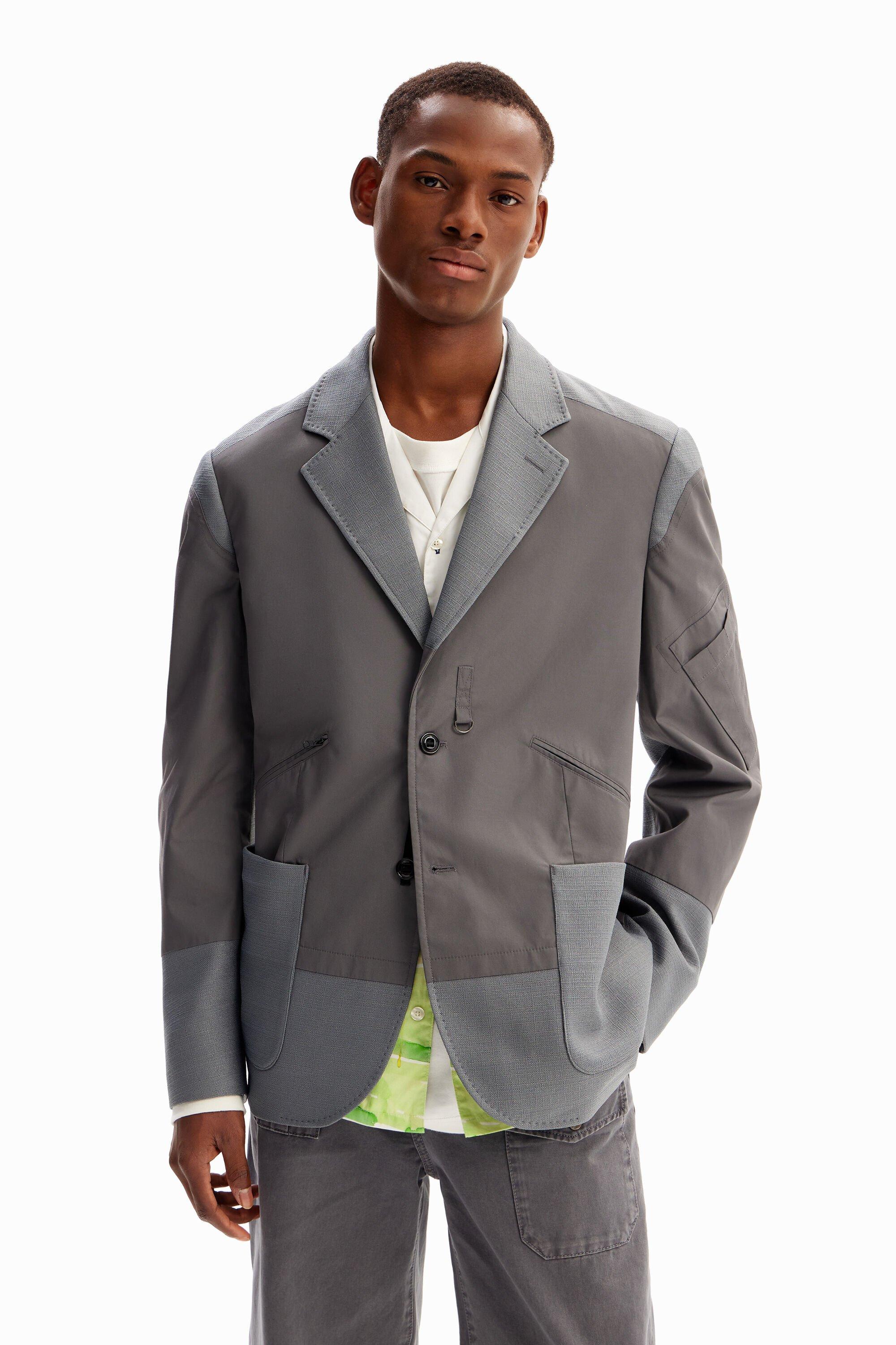 Desigual Hybrid Pockets Blazer in Gray for Men | Lyst