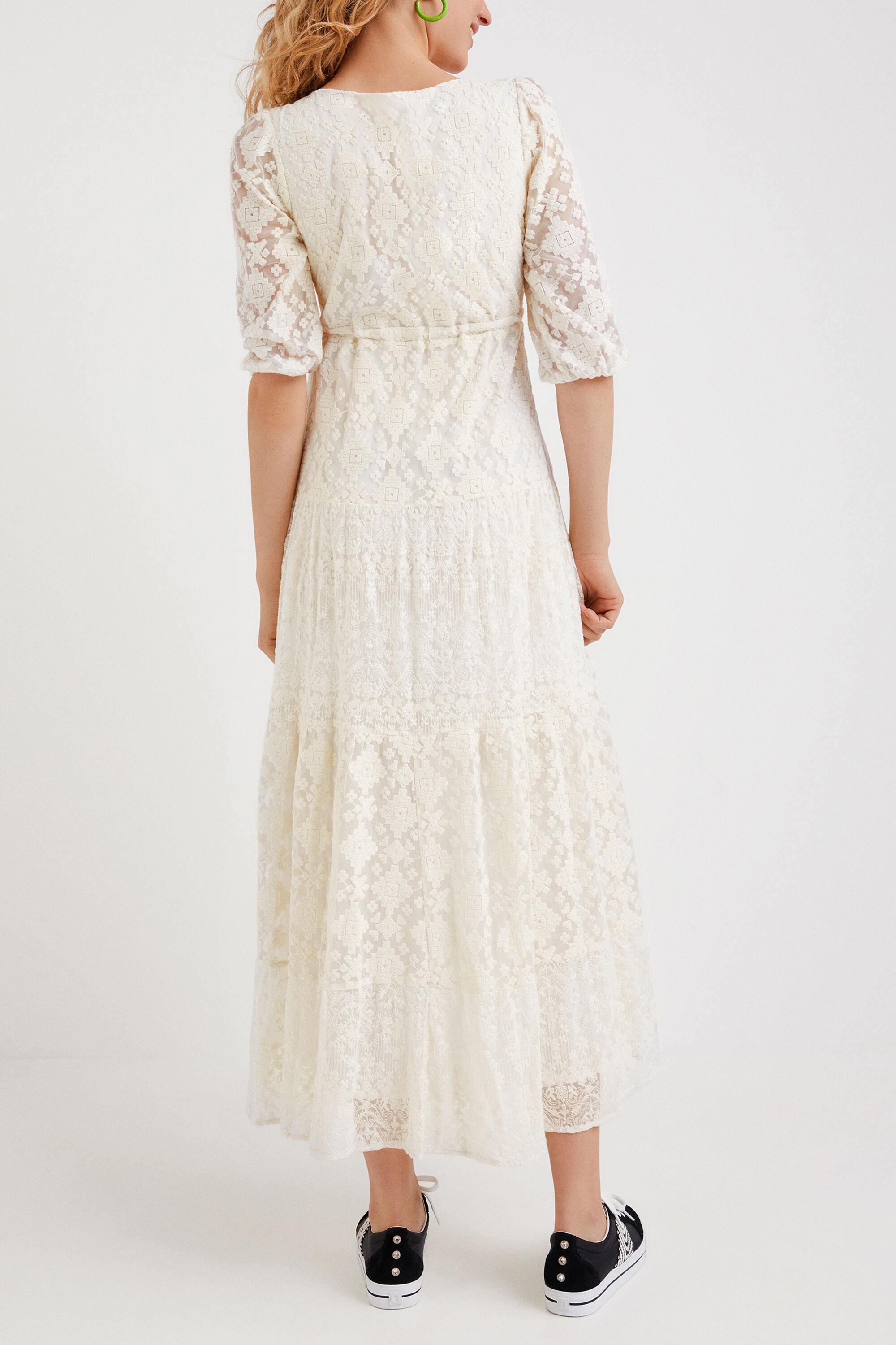 Desigual Embroidery Maxi Dress in White | Lyst