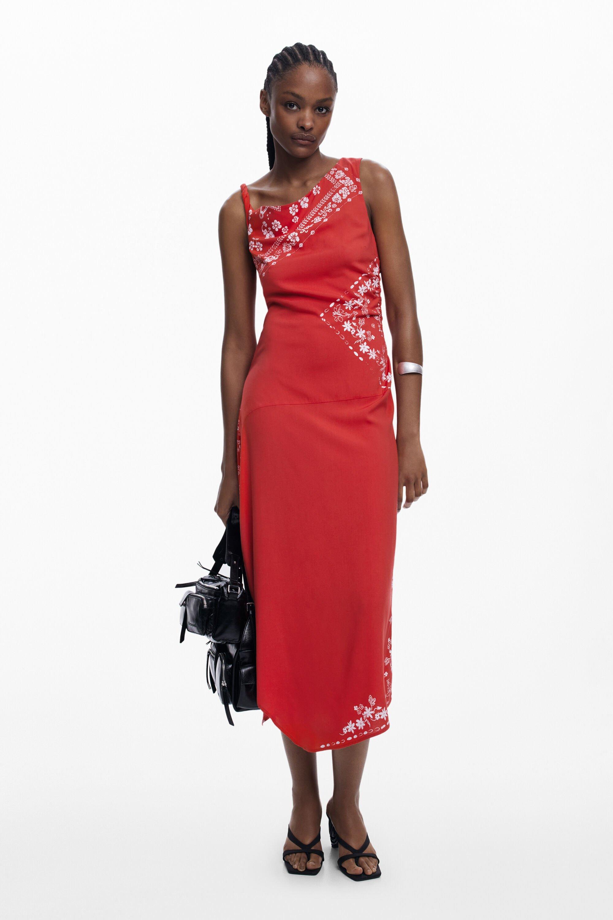 Desigual Asymmetric Bandana Floral Dress in Red | Lyst Desigual Asymmetric Bandana Floral Dress in Red | Lyst