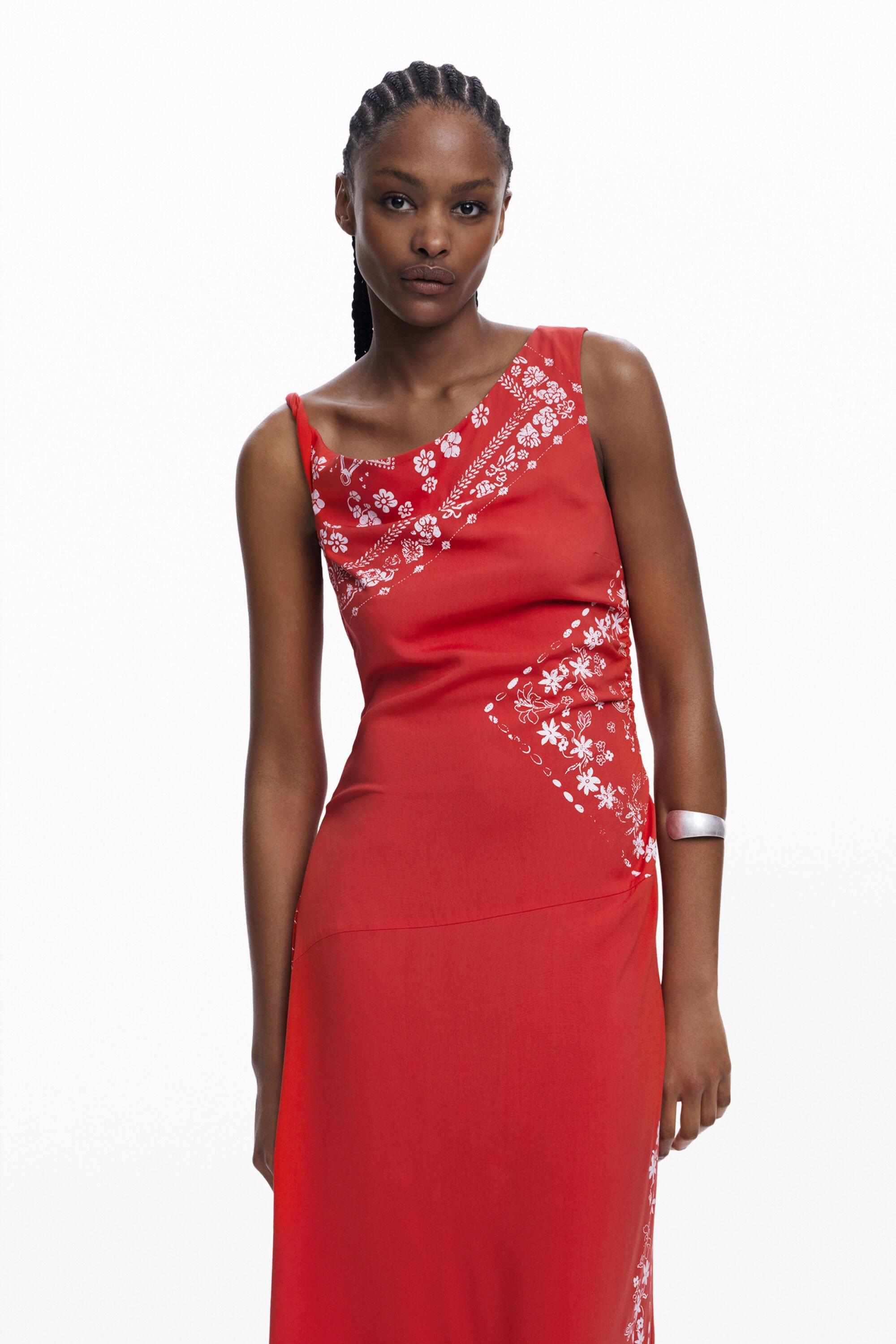 Desigual Asymmetric Bandana Floral Dress in Red | Lyst Desigual Asymmetric Bandana Floral Dress in Red | Lyst
