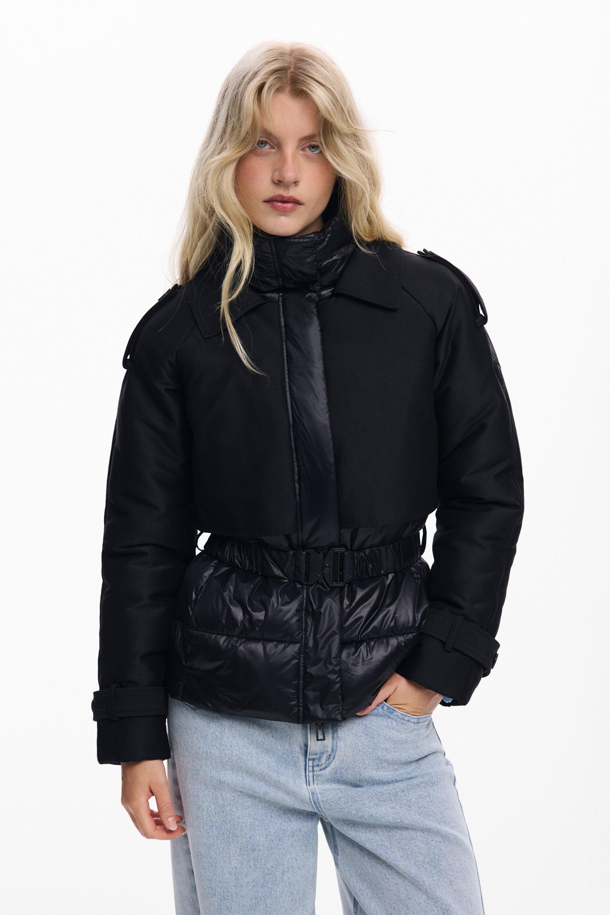 Corte Inglés Plumifero Negro Desigual Chaquetas Acolchadas