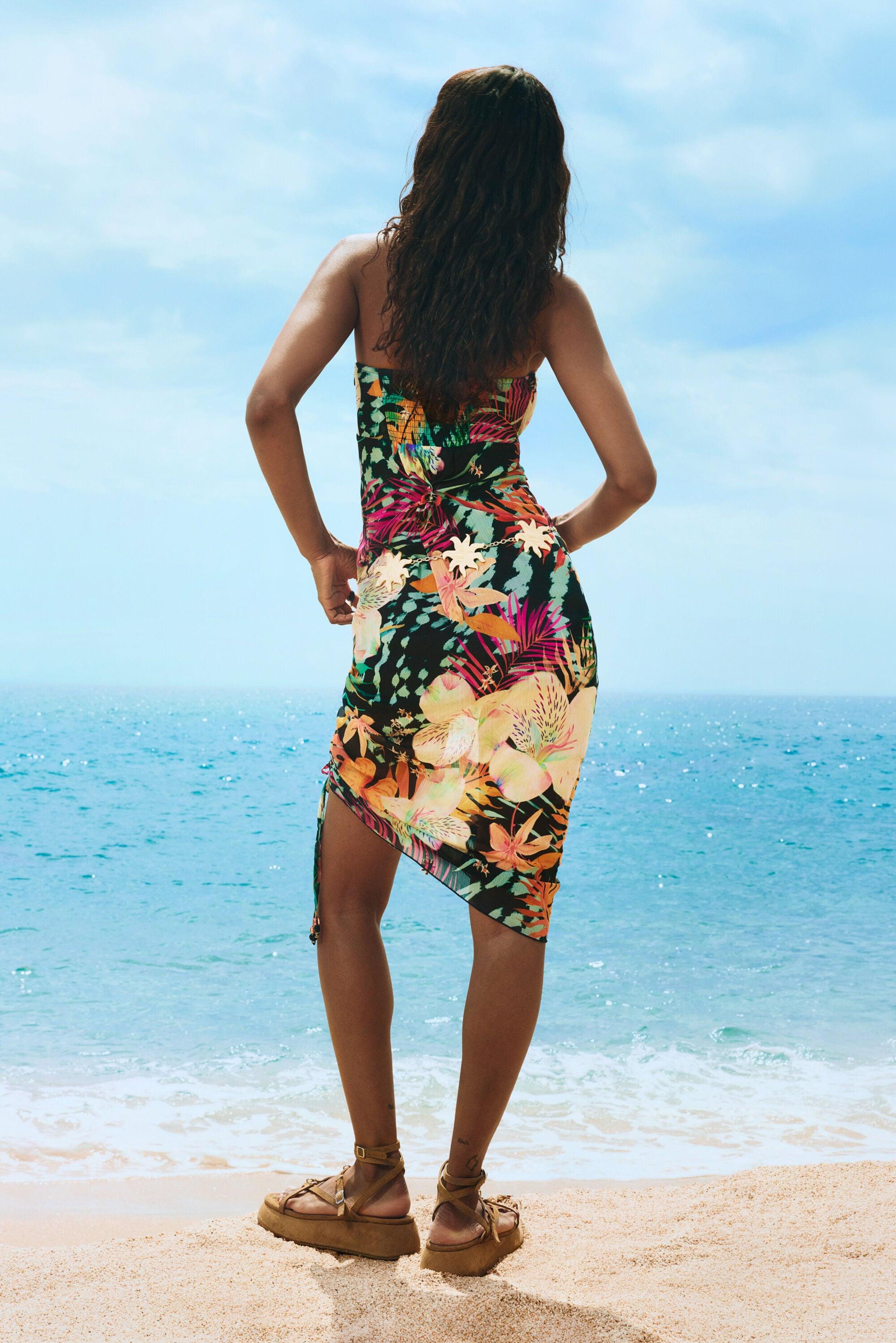 bandeau beach dress desigual Tropical Dress, Polyester in Black Multicoloured stripe print For Black men, fashion Light Support Size:5-6yrs – Seersucker