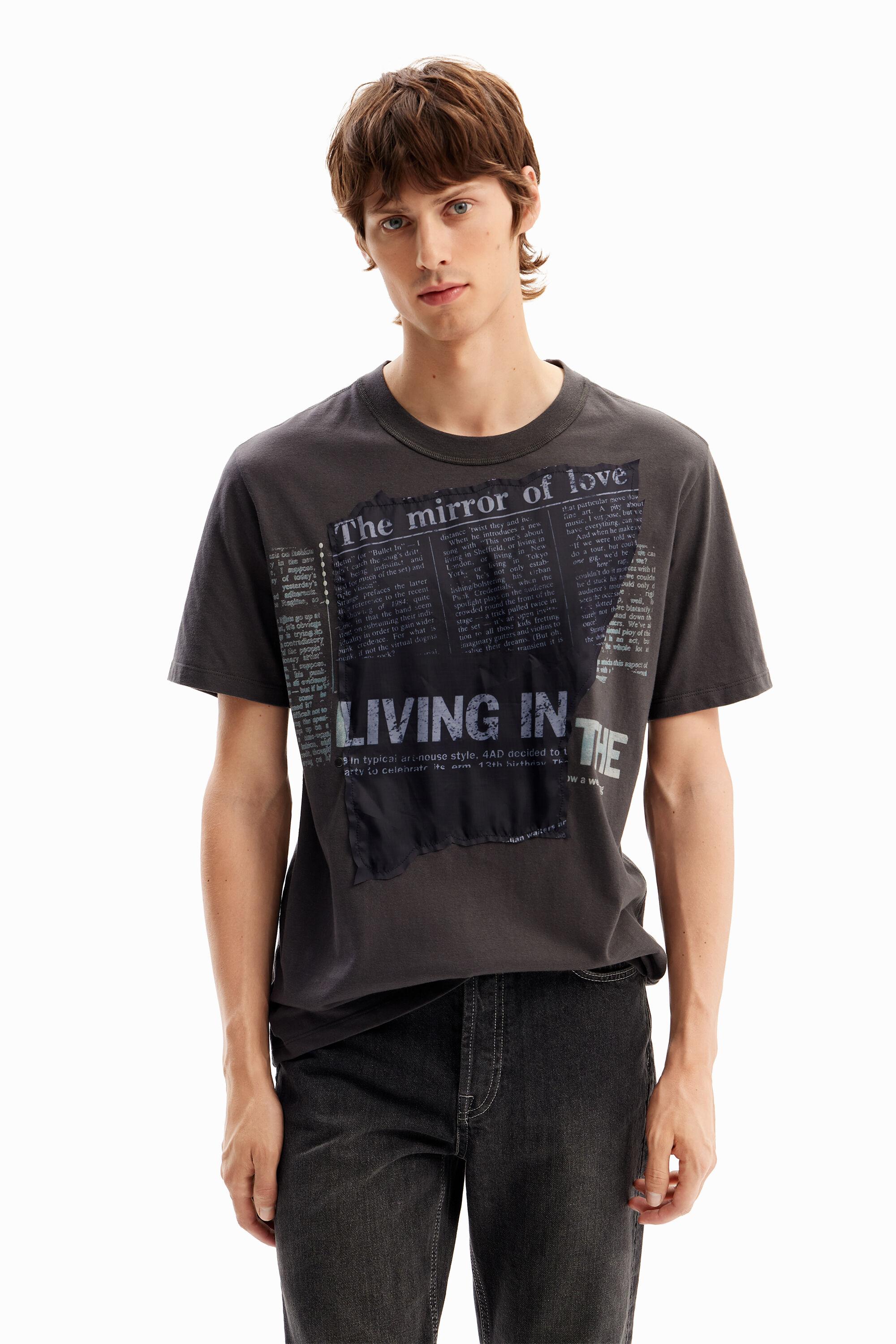 Desigual Newspaper Patch T-shirt in Black for Men | Lyst