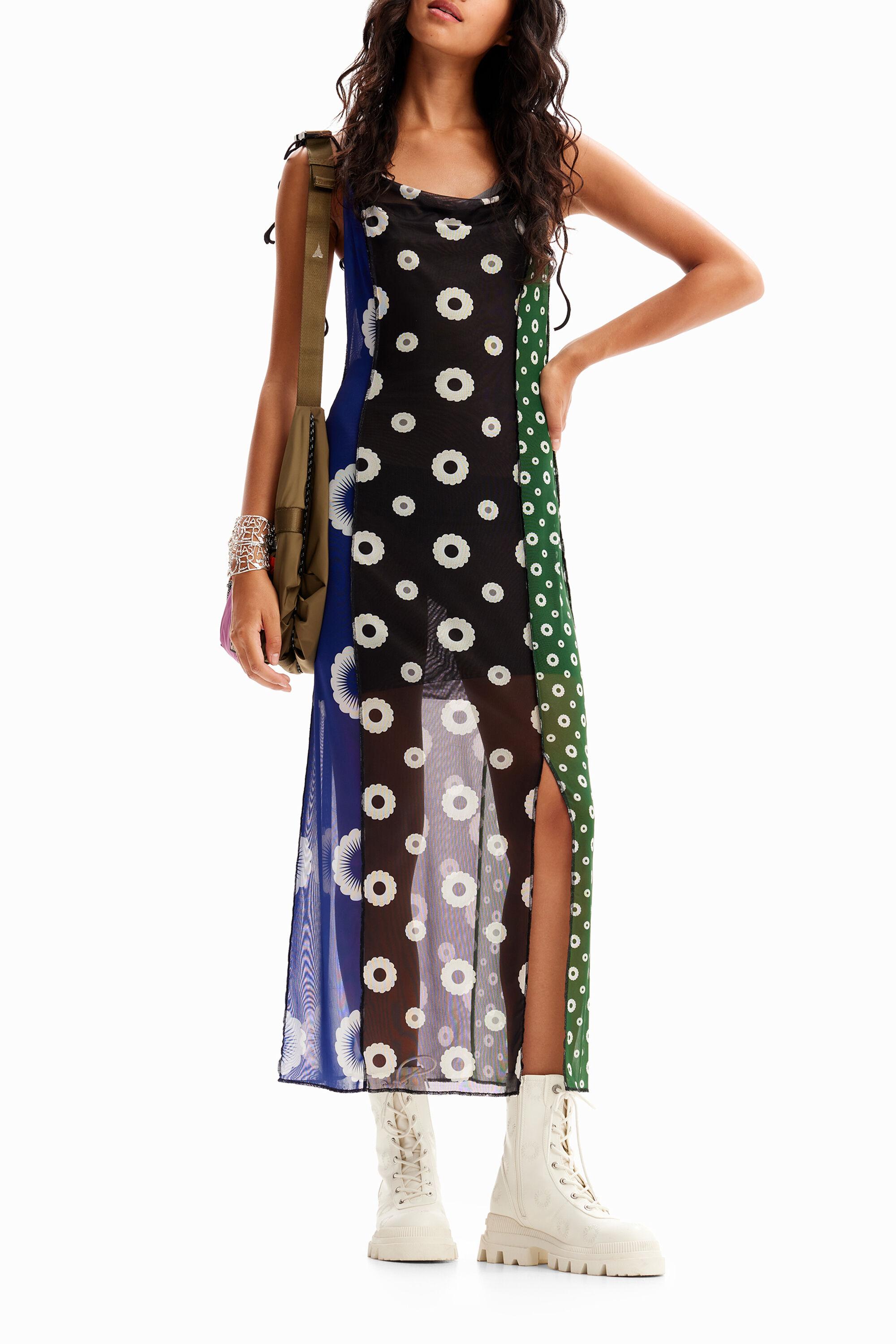 knee length dresses for ladies Desigual Carson Floral Panel Mesh Dress 24WWVK59  Belle Divino