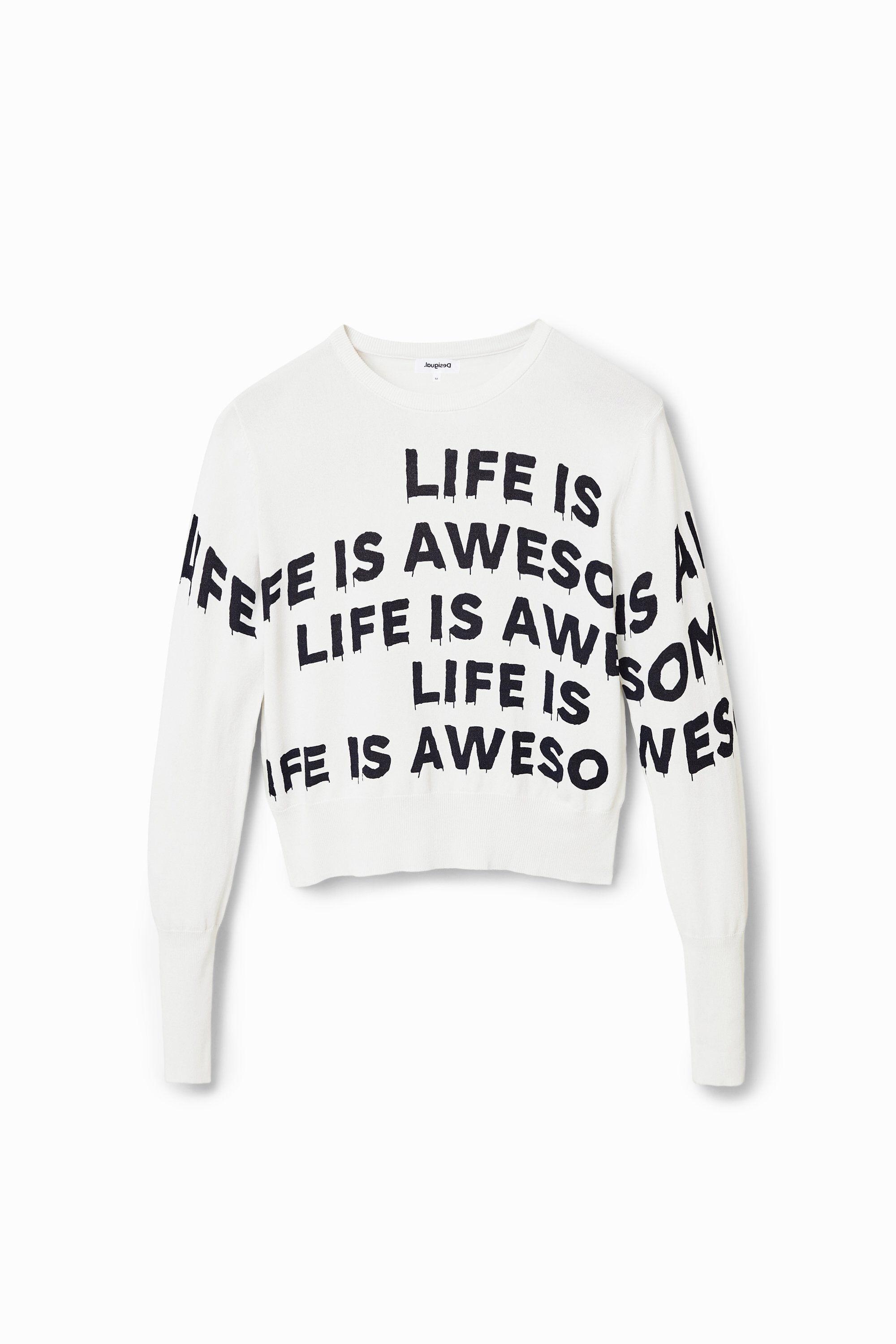 Desigual "life Is Awesome" Pullover in Black | Lyst
