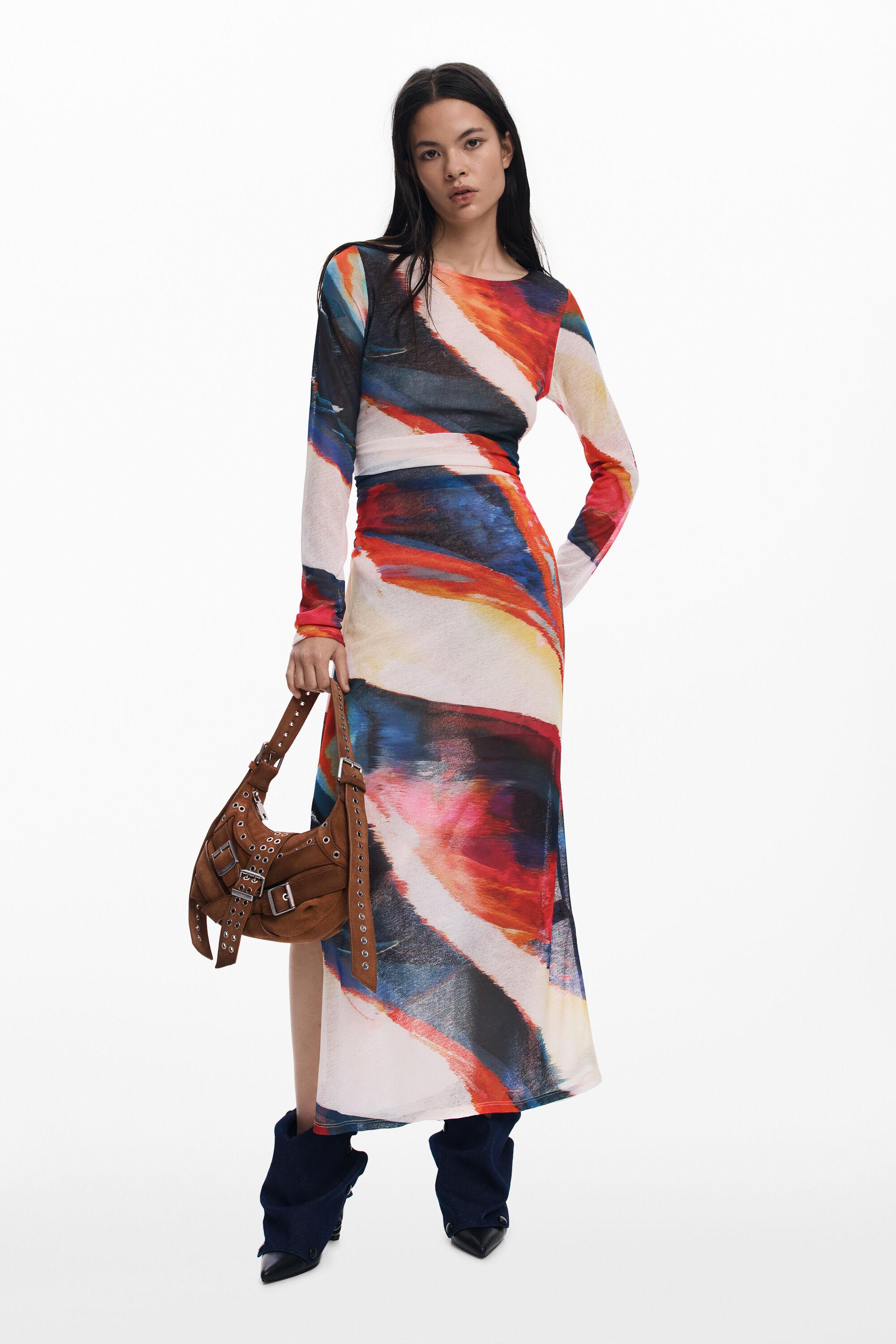 Desigual Damen Kleid – Lässig & Bunt Mit Arty-Print | Ärmellos, Kurz, Slim-Fit