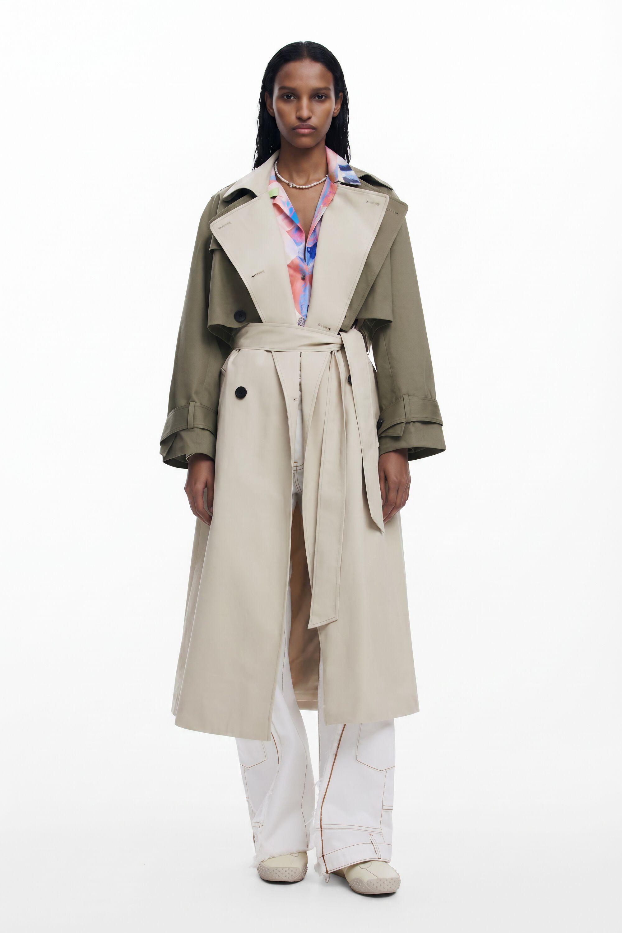 Desigual Detachable Two-Tone Trench Coat, Cotton in White | Lyst