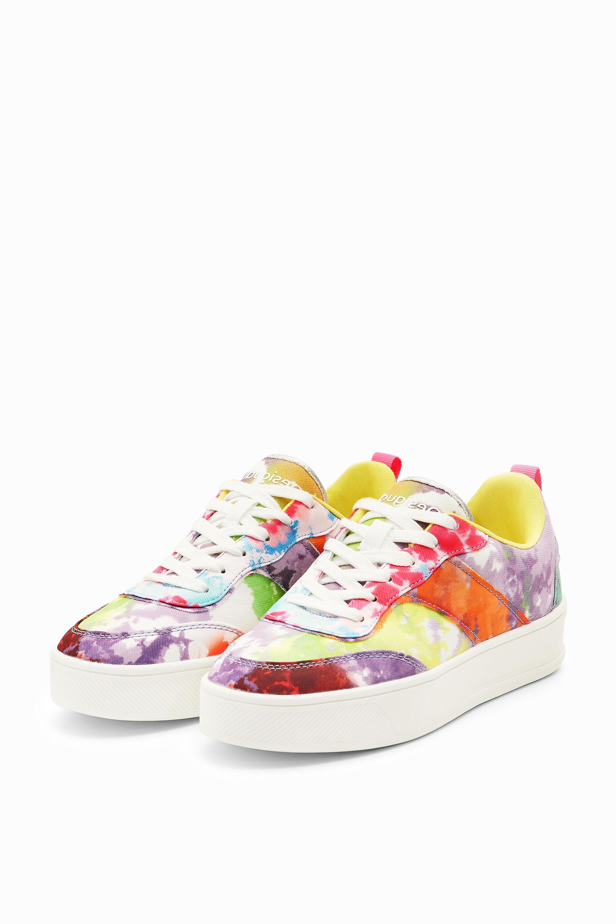 Desigual Watercolour Patchwork Platform Sneakers in White | Lyst