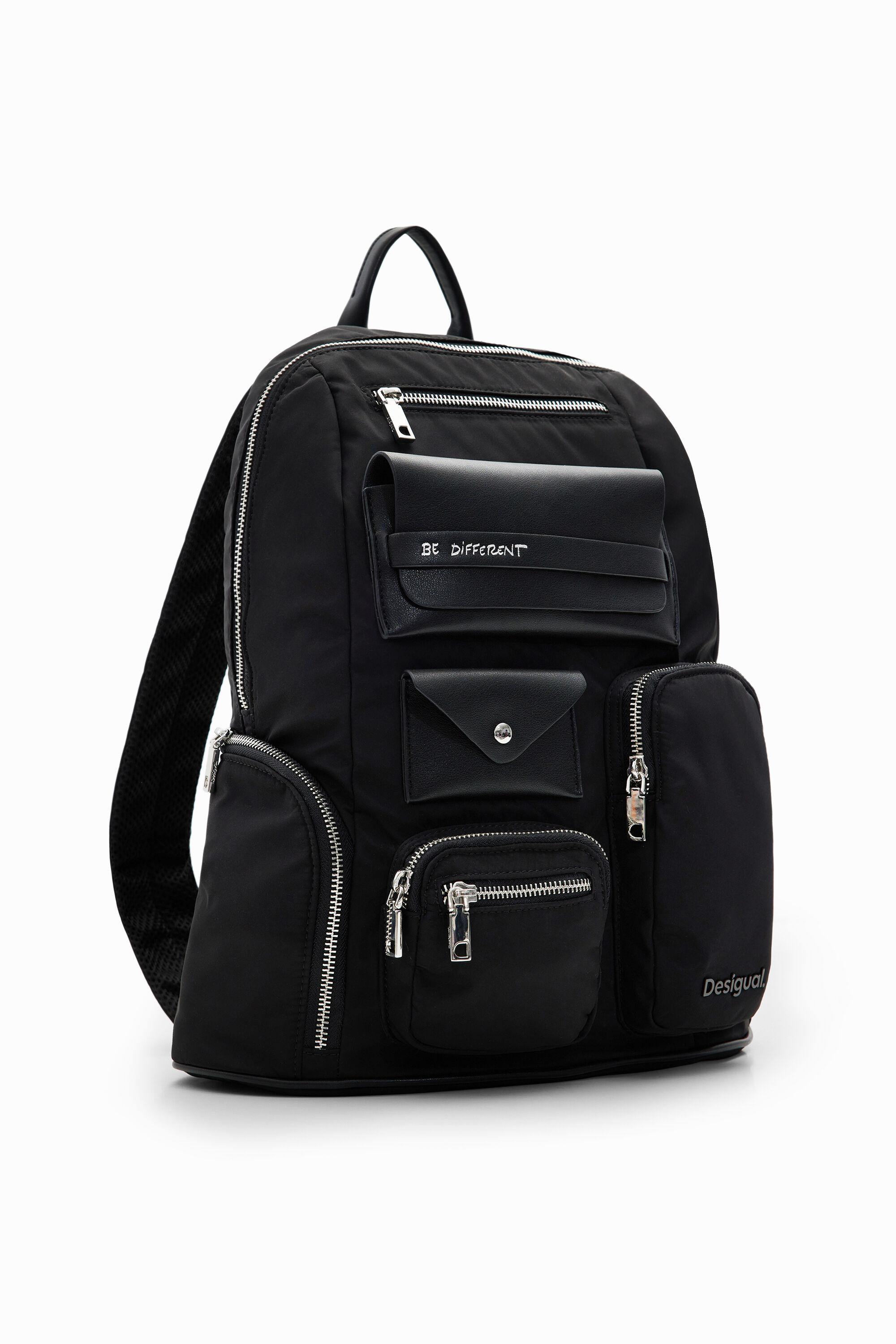 Desigual Large Nylon Pockets Backpack in Black | Lyst
