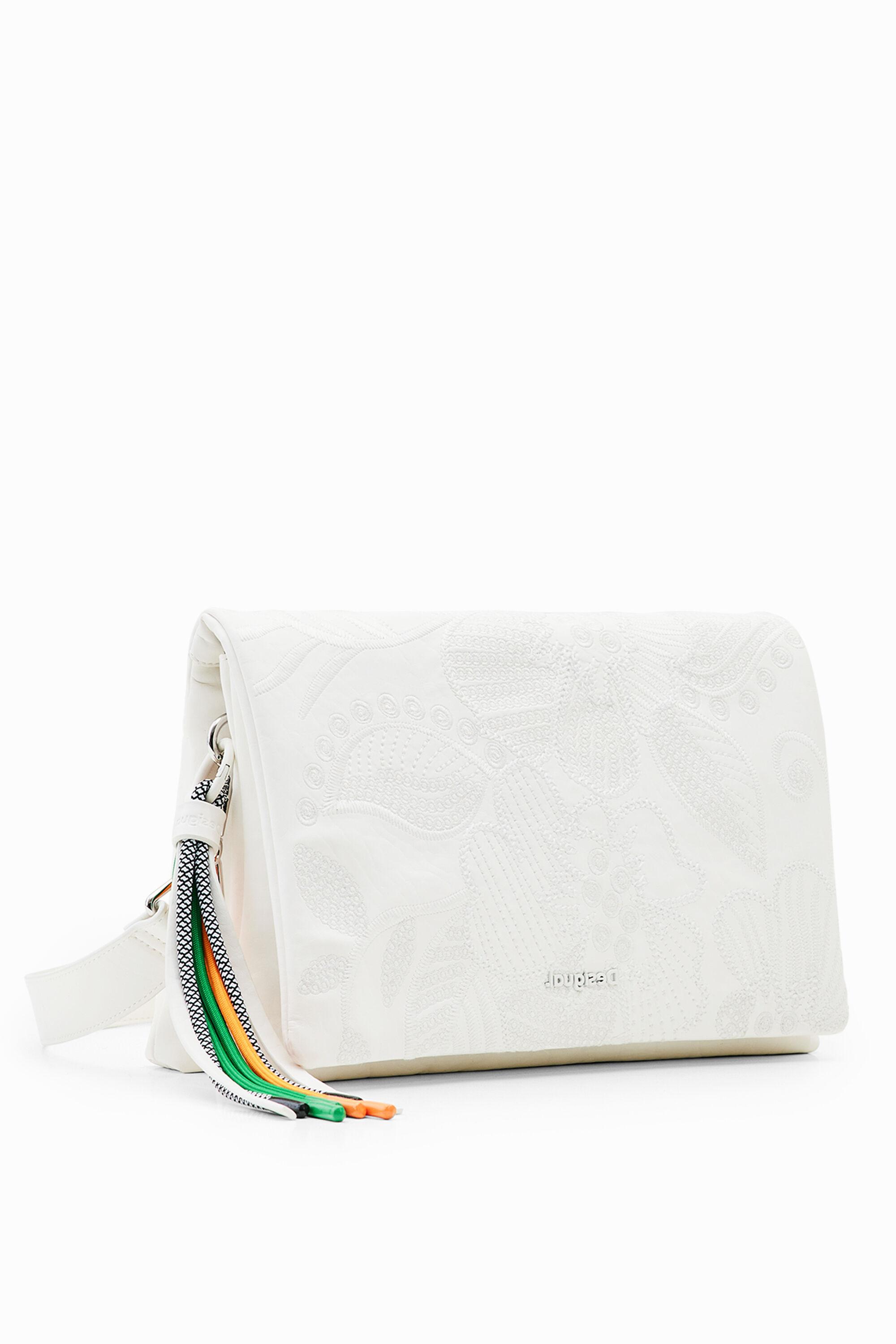 Desigual Midsize Crossbody Bag With Embroidered Flowers in White Lyst