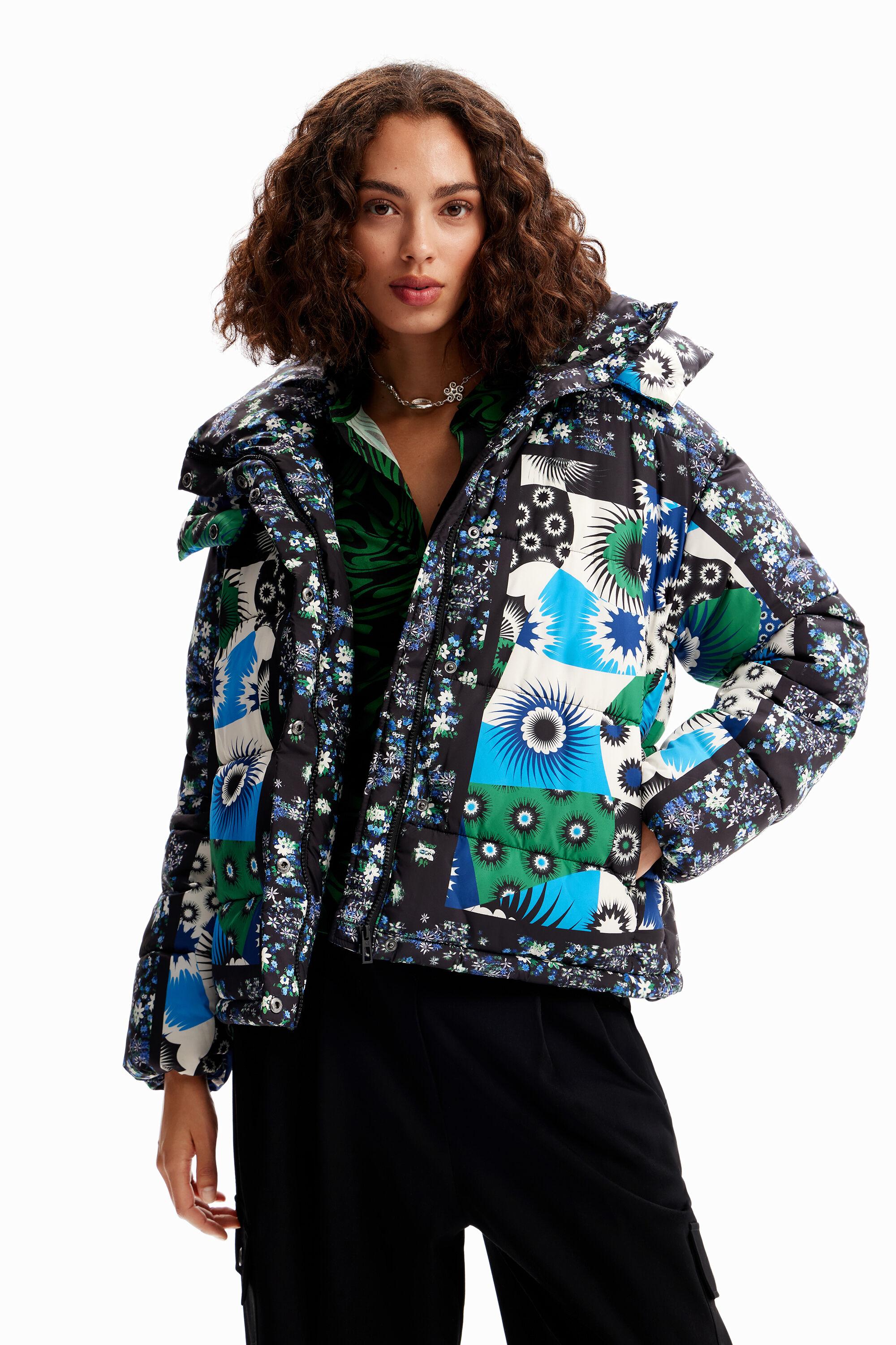 Desigual Padded Patchwork Jacket in Blue | Lyst