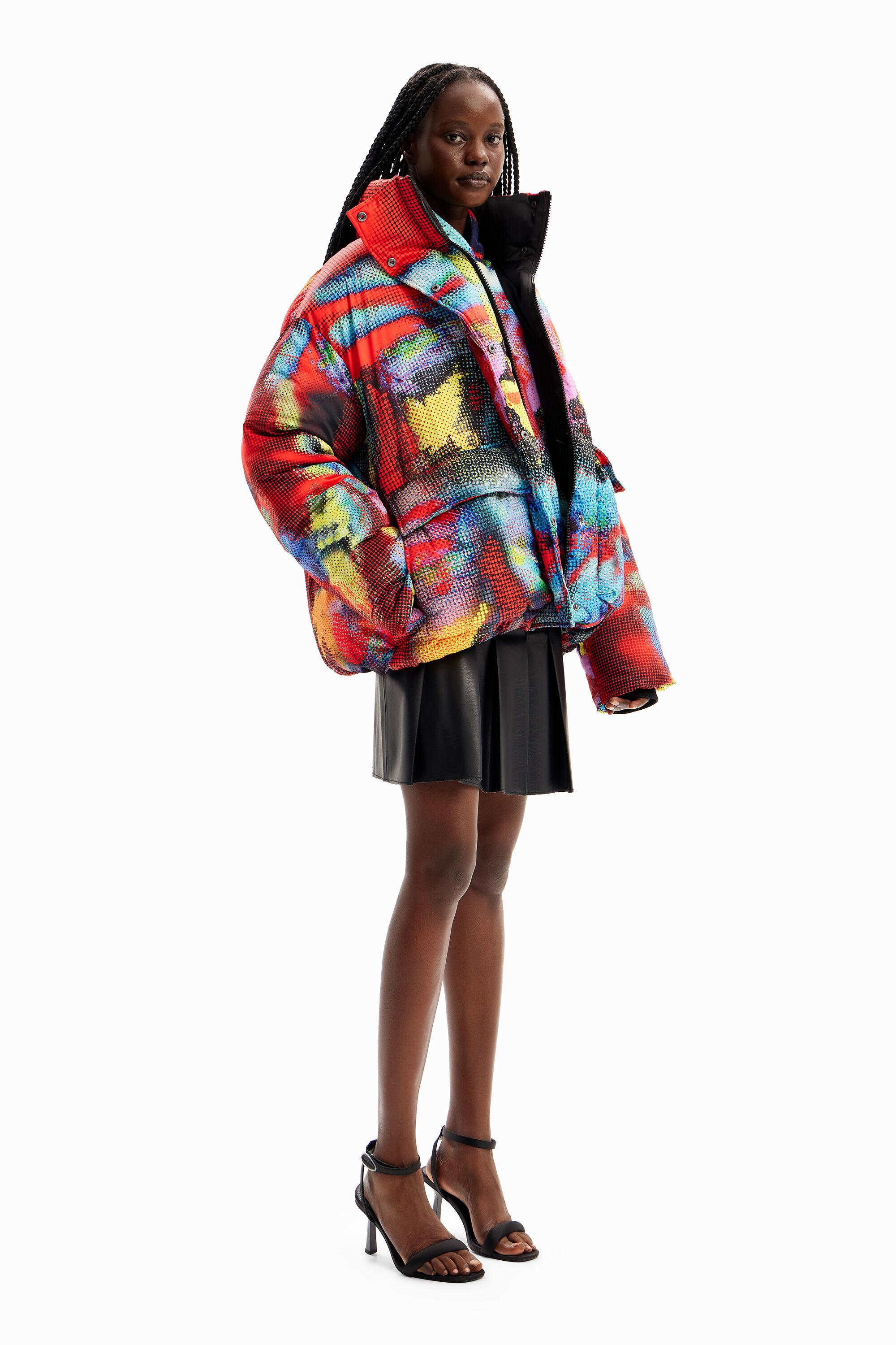 Desigual red puffer coat clearance
