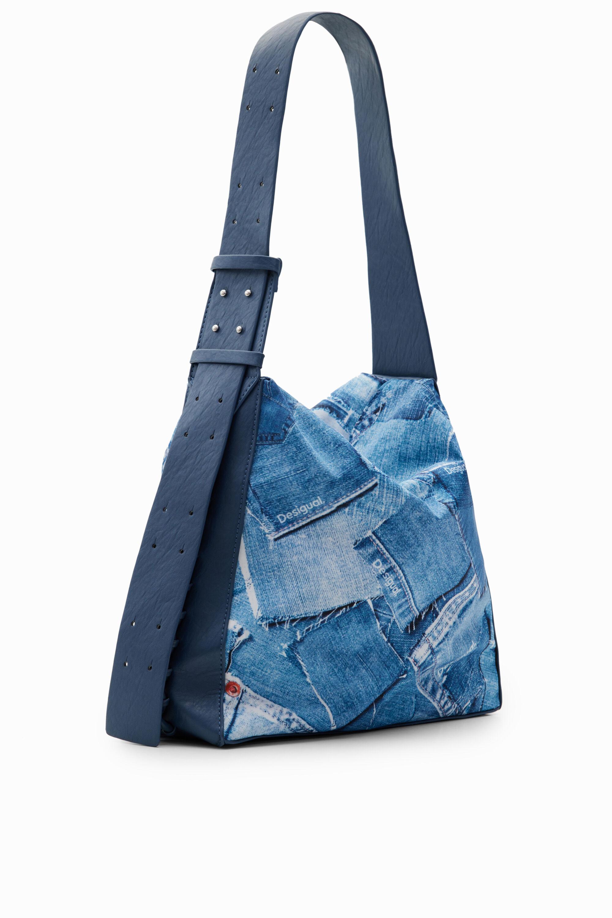 Desigual Large Denim Patchwork Bag in Blue