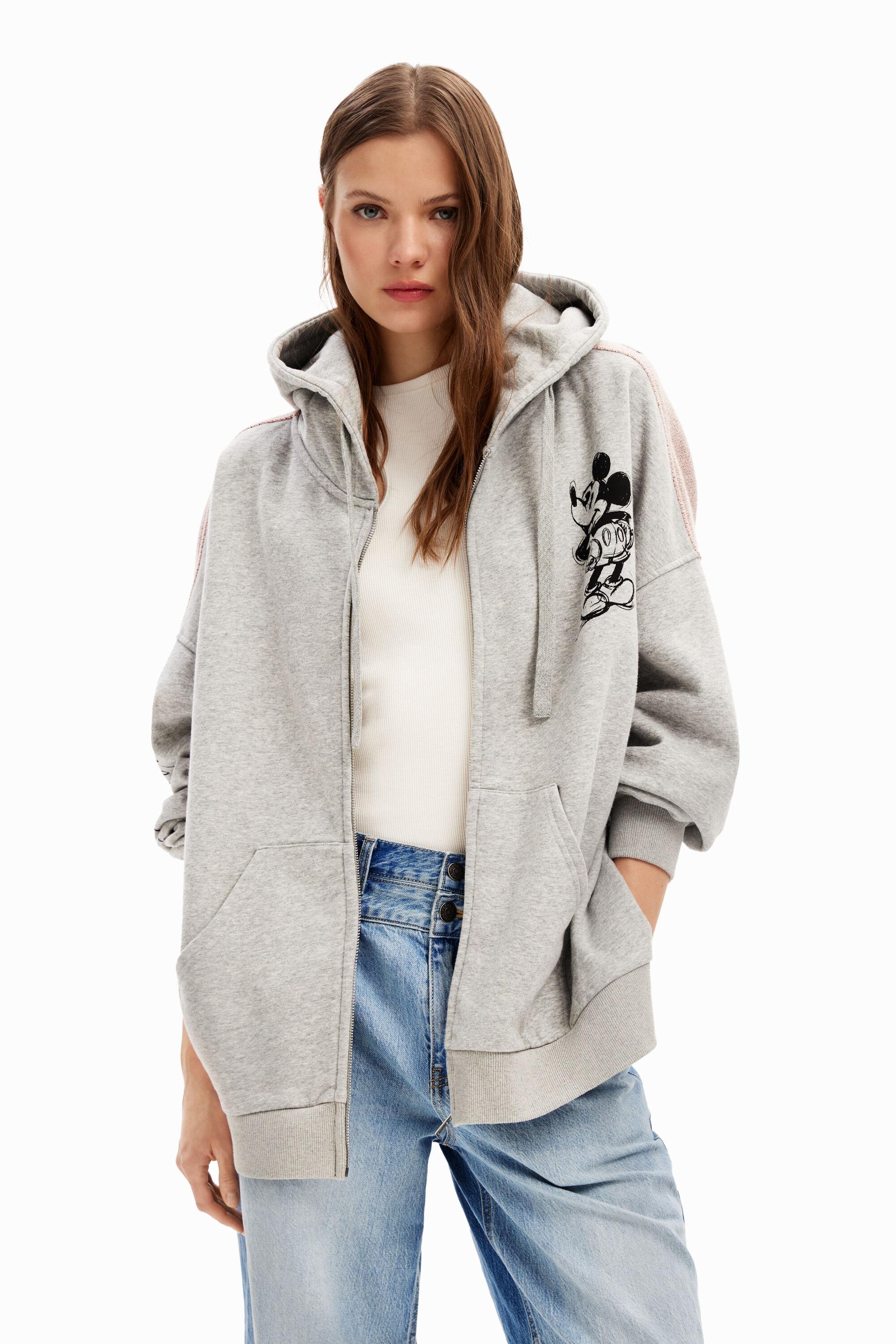 Desigual Oversize Jacquard Mickey Mouse Hoodie in Pink | Lyst