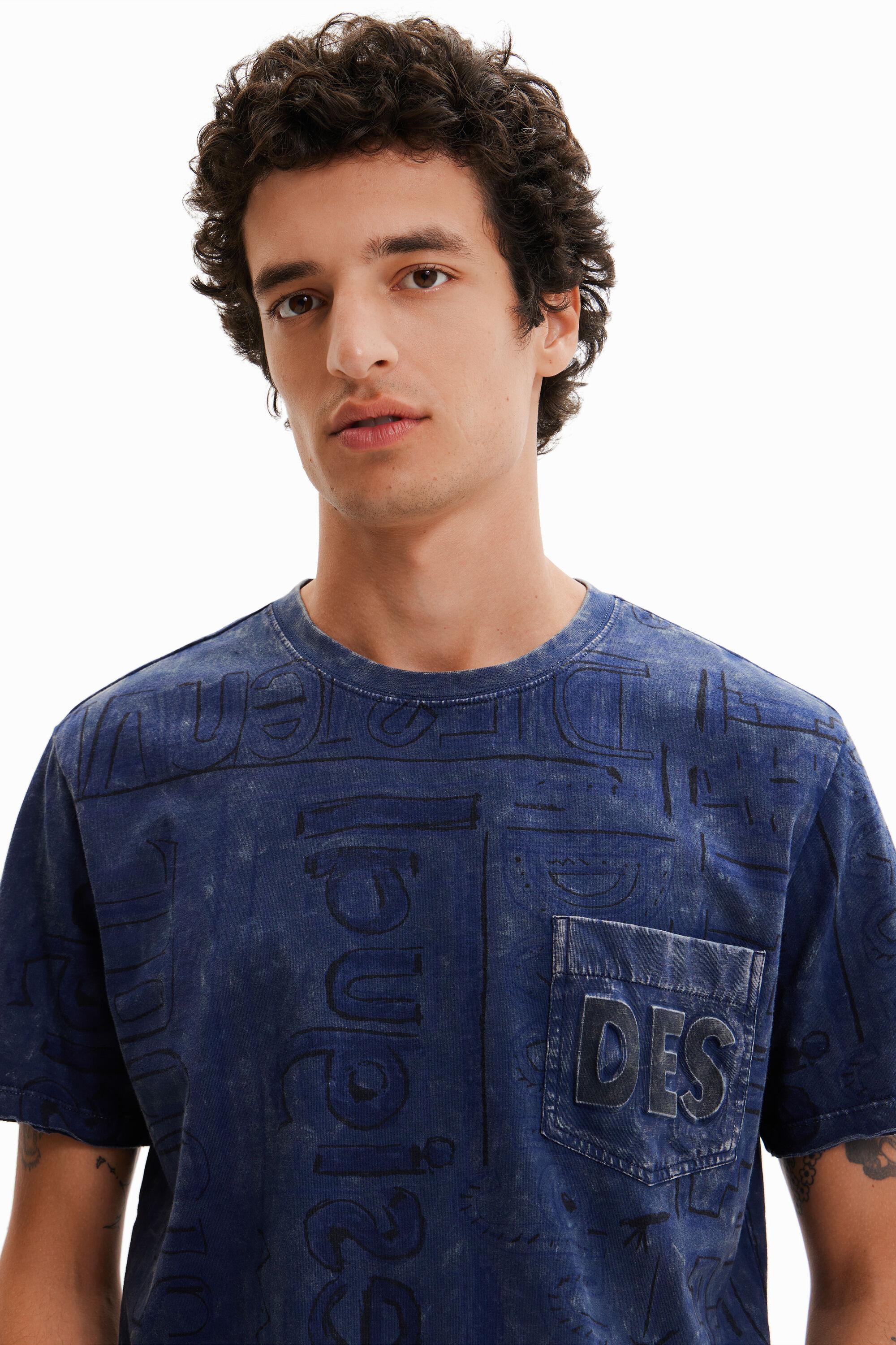 Desigual Washed-fabric Logo T-shirt in Blue for Men | Lyst