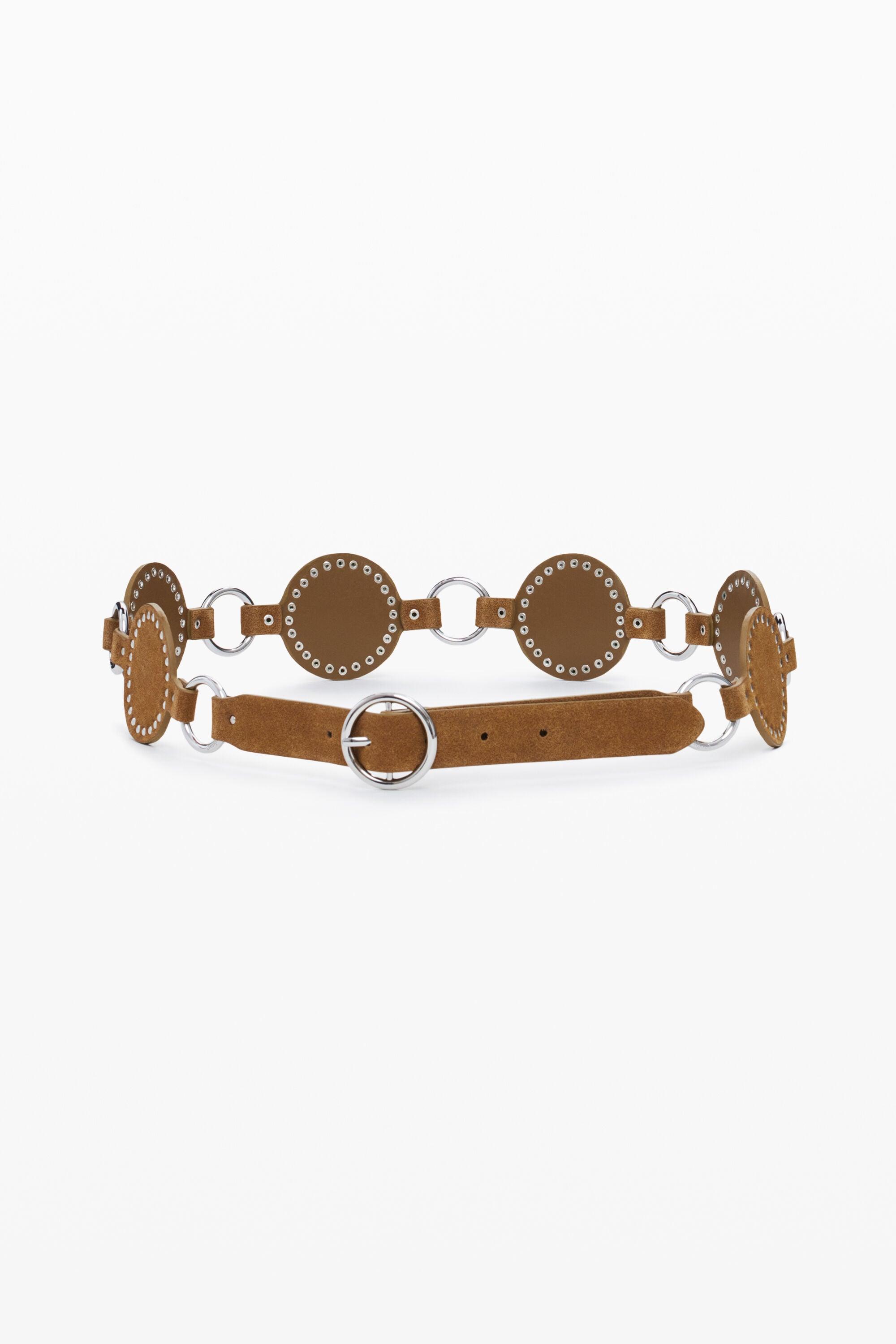 Desigual Articulated Leather Belt, Cow Split Leather in 