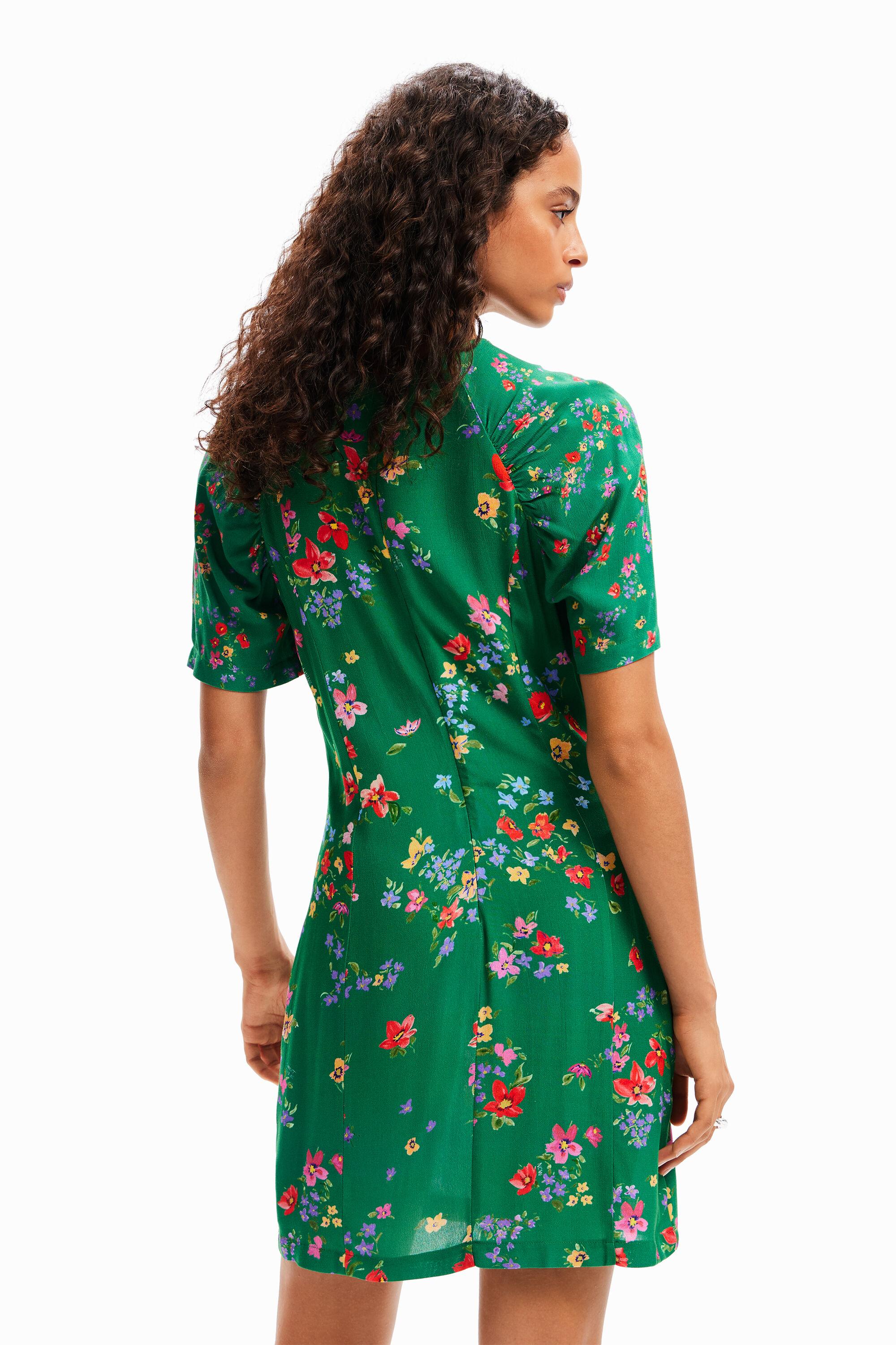 Desigual Short Floral Dress in Green | Lyst