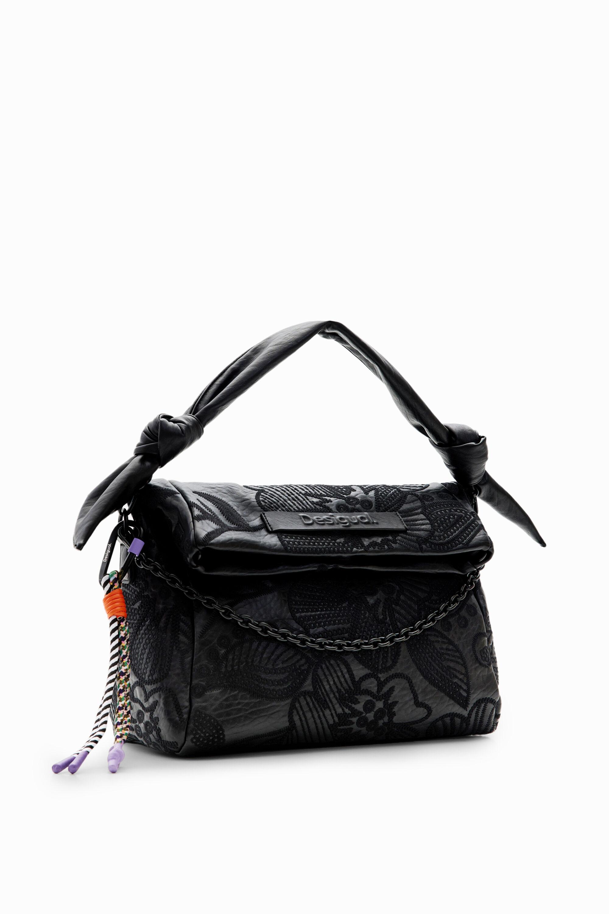 Desigual Midsize Floral Embroidery Bag in Black | Lyst