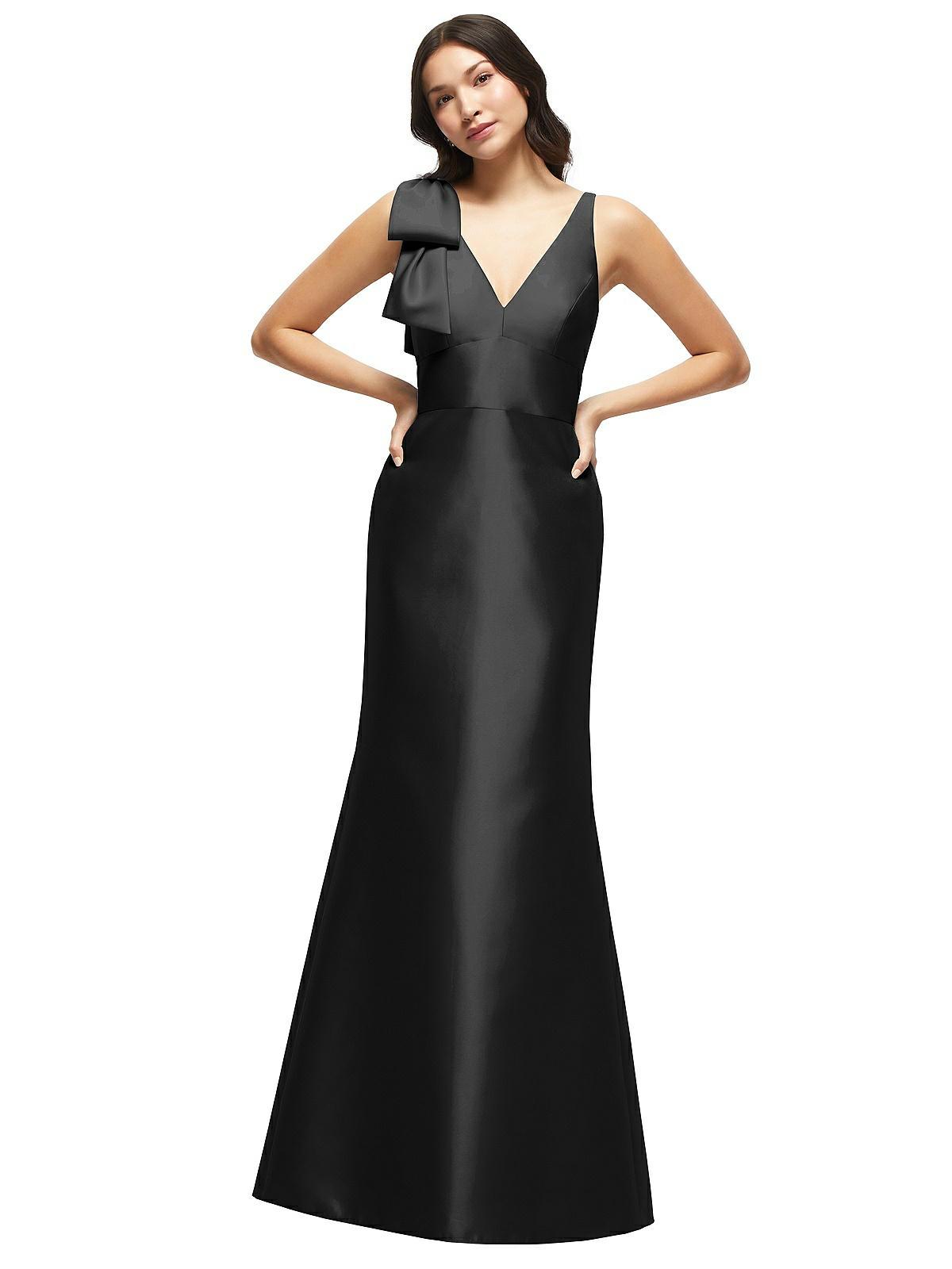 alfred sung black bridesmaid dress Alfred Sung Black Off-The-Shoulder Bridesmaid Dresses