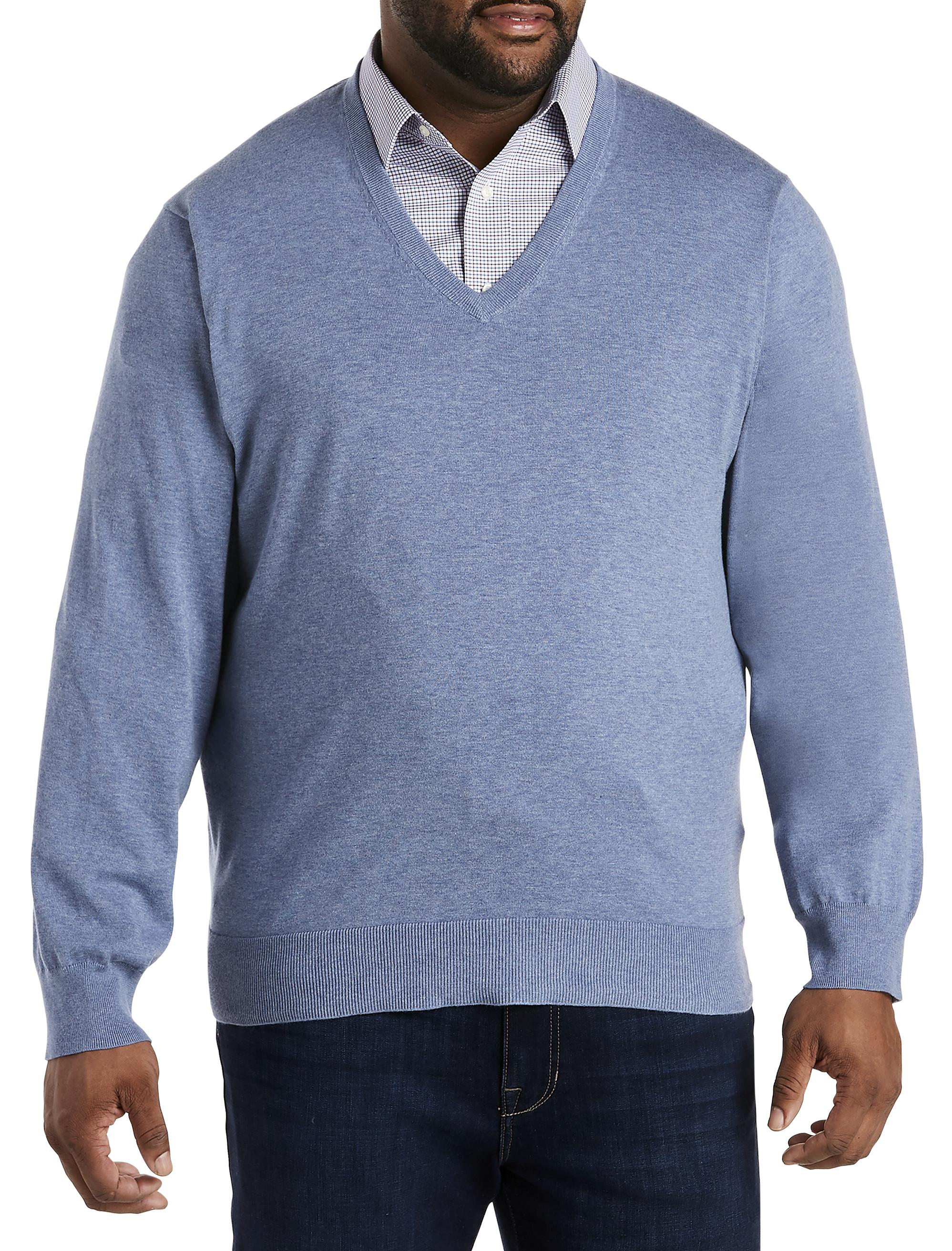 Cotton Big \u0026 Tall Supima V-neck Sweater 