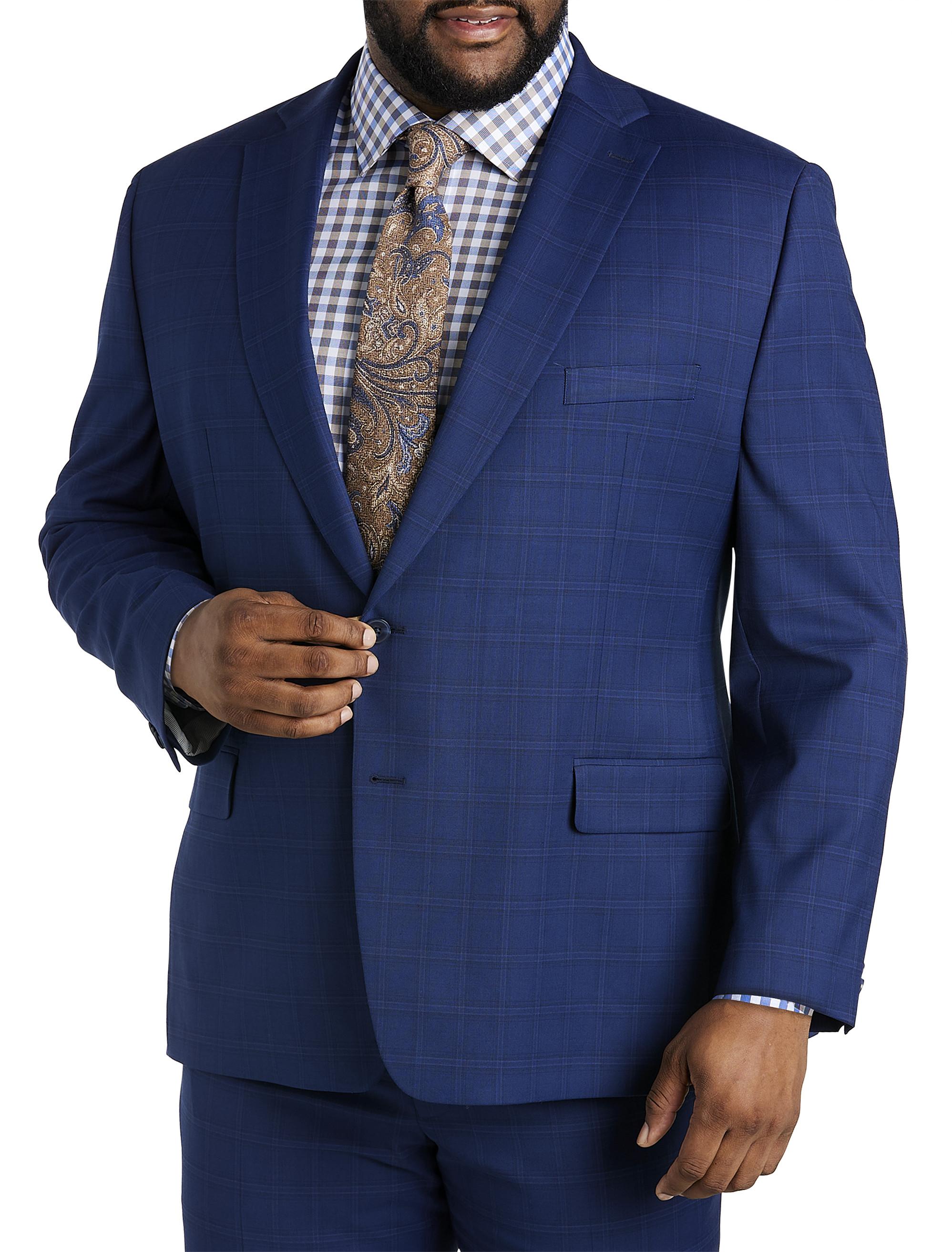 Michael Kors Big & Tall Windowpane Suit Jacket in Blue for Men | Lyst