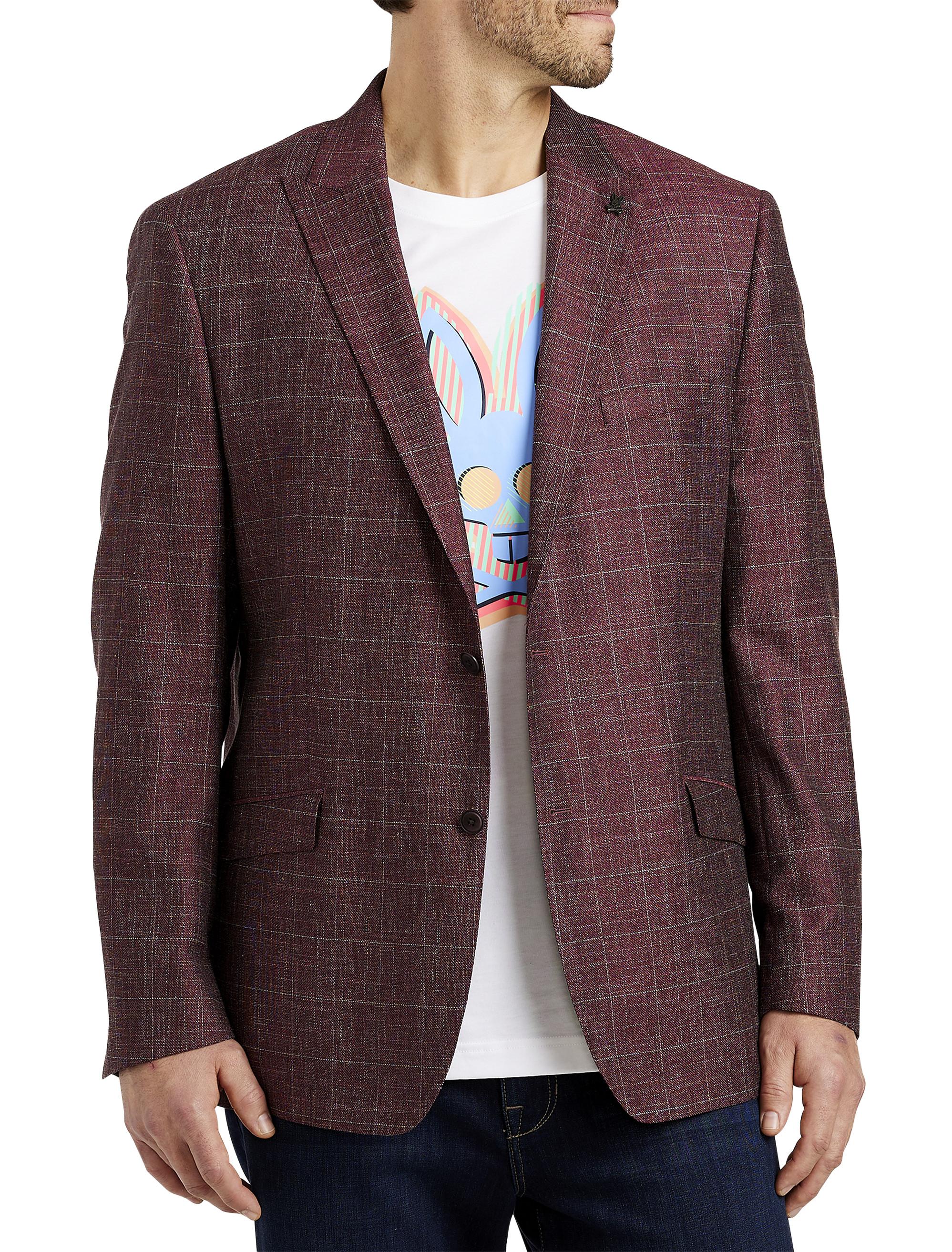 Psycho Bunny Big & Tall Washed Windowpane Sport Coat in Purple for Men |  Lyst