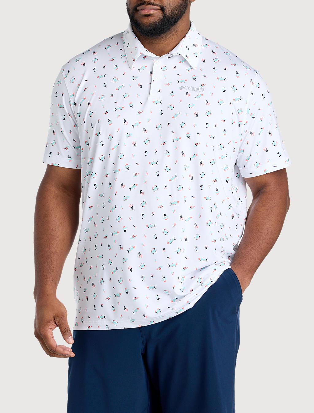 columbia pfg fish series polo Flying V Bahama II Short Sleeve (Men) this performance polo is quite a catch Columbia PFG Fish Series Polo