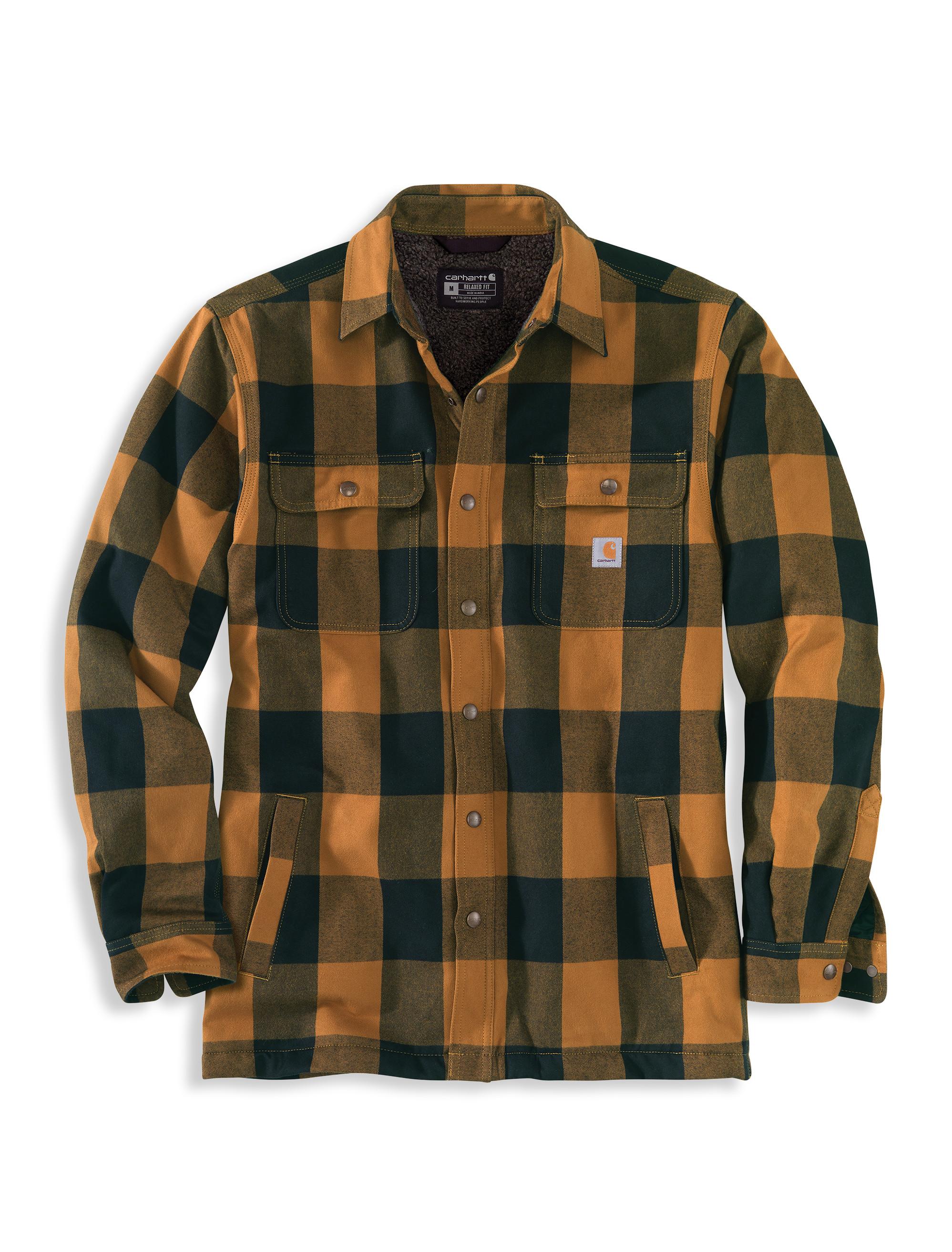 Carhartt Big & Tall Relaxed-fit Heavyweight Flannel Sherpa-lined Shirt  Jacket in Brown for Men | Lyst