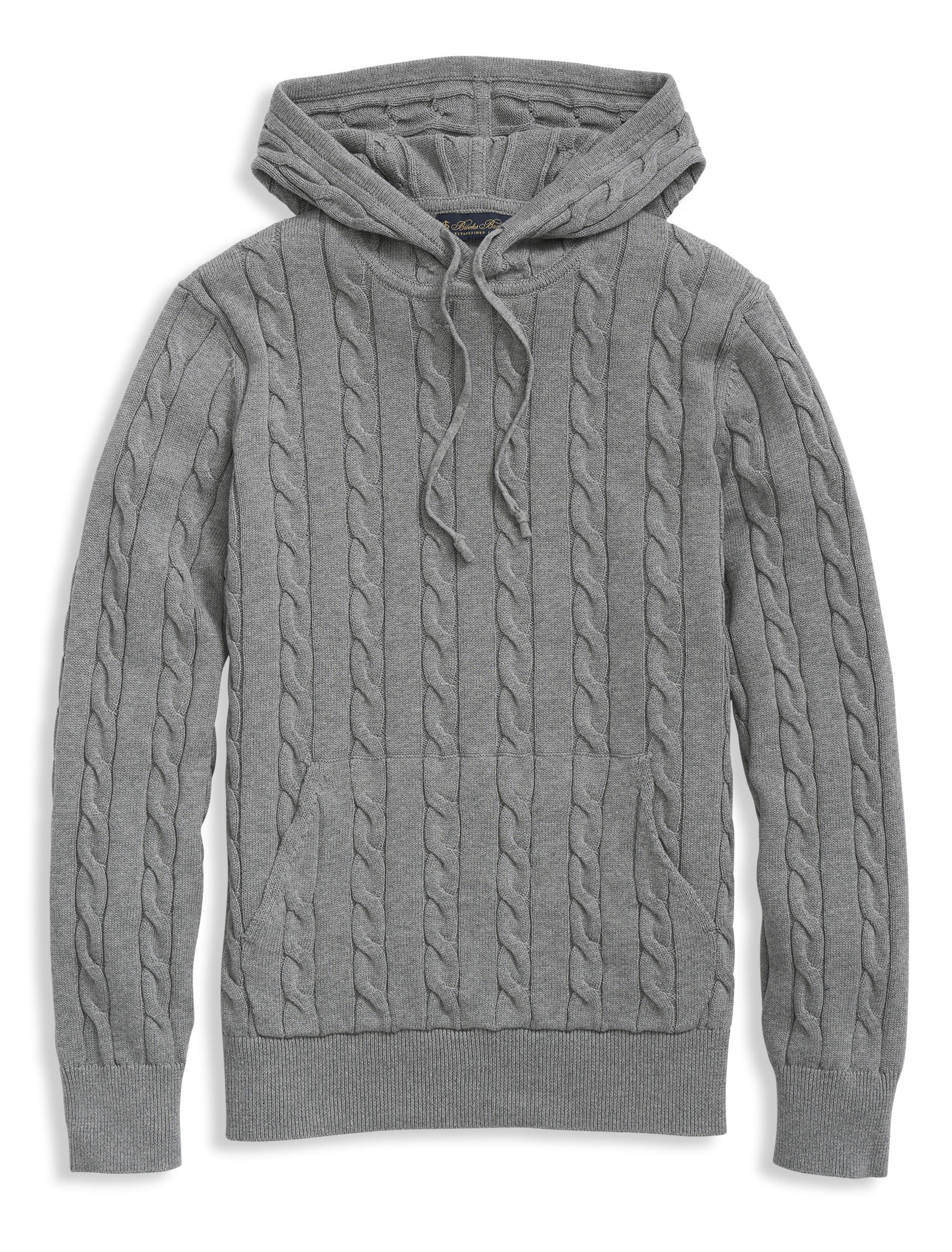 Brooks brothers cable knit hoodie sale