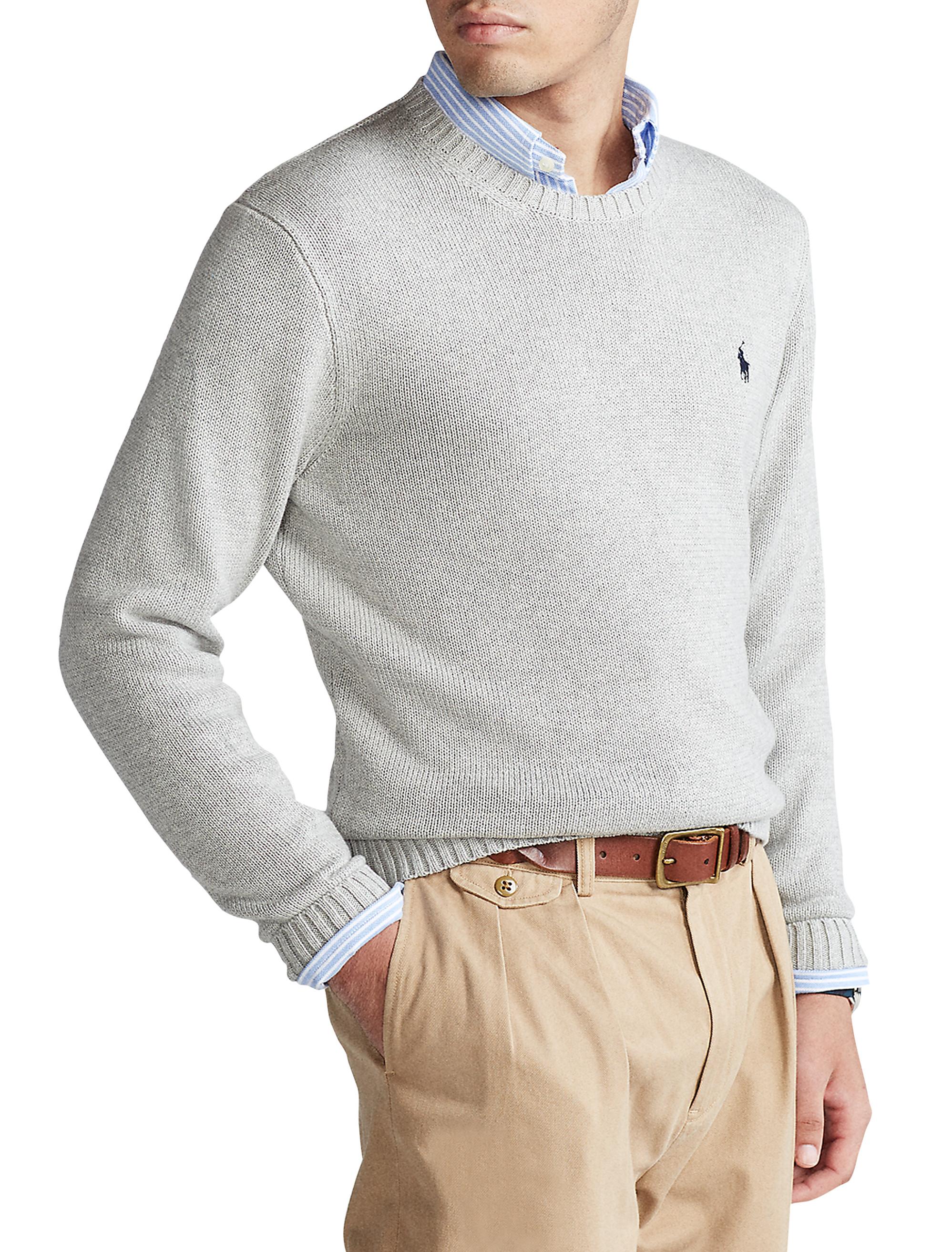 Polo Ralph Lauren Big & Tall Cotton Shaker Crewneck Sweater in Gray for Men  | Lyst