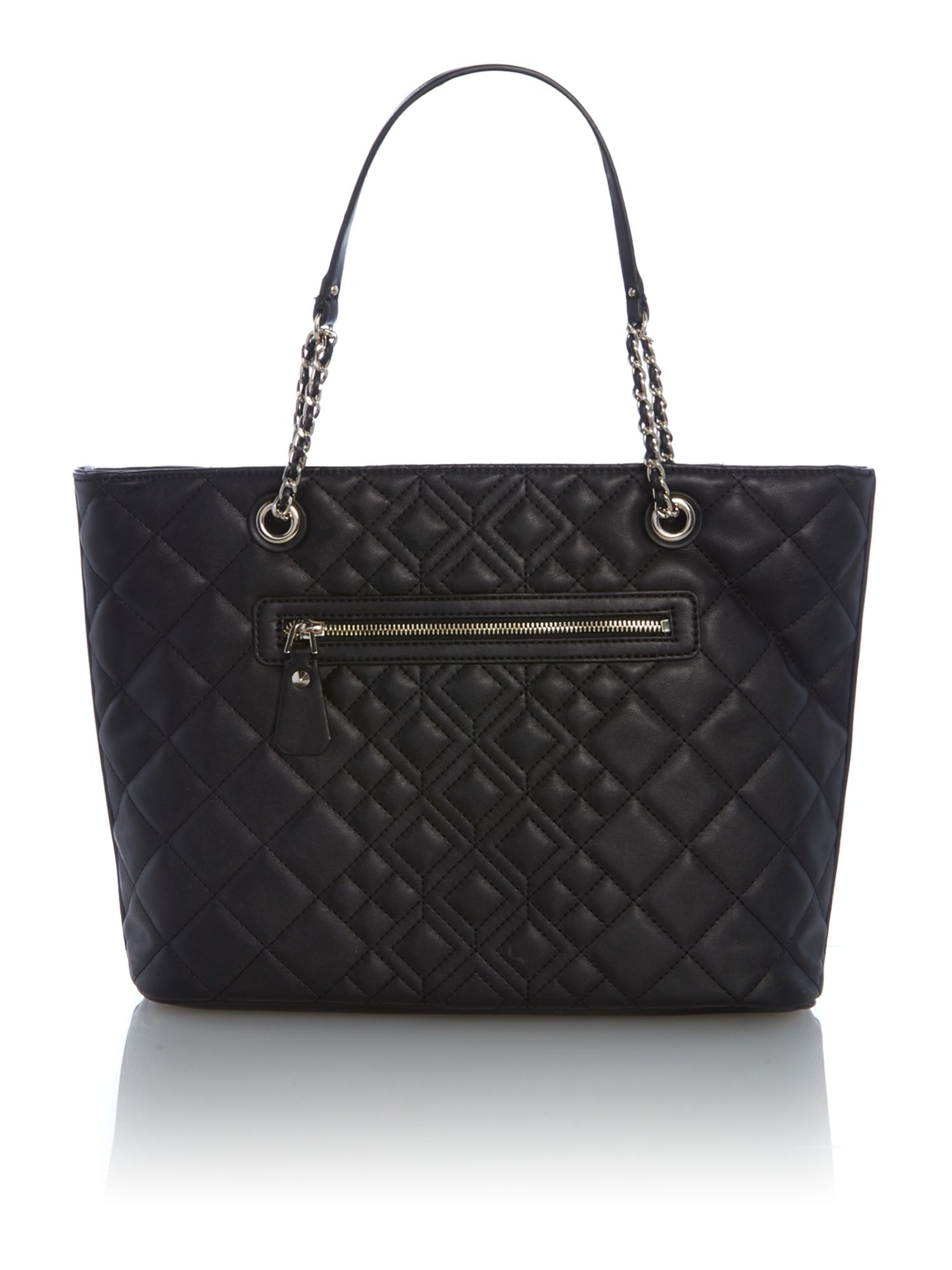 Guess Black Quilt Tote Shoulder Bag in Black | Lyst