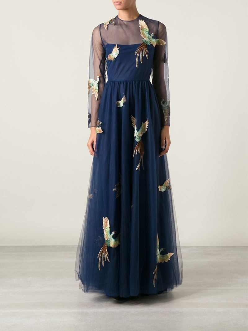 Valentino Embroidered Lace Evening Gown 
