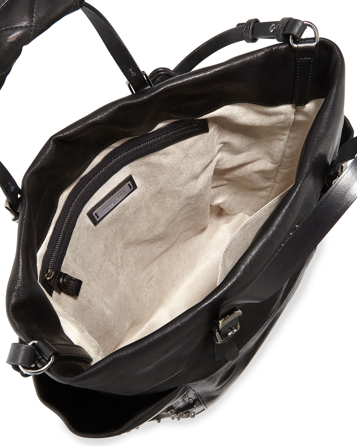 Download Jimmy Choo Blare Studded Glossy Leather Tote Bag Black - Lyst