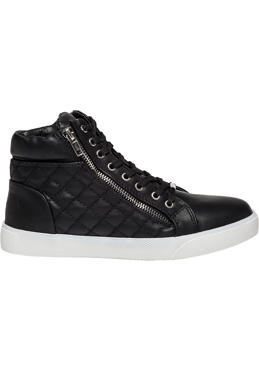 steve madden decaf black quilted leather sneaker in black lyst steve madden decaf black quilted leather sneaker in black lyst