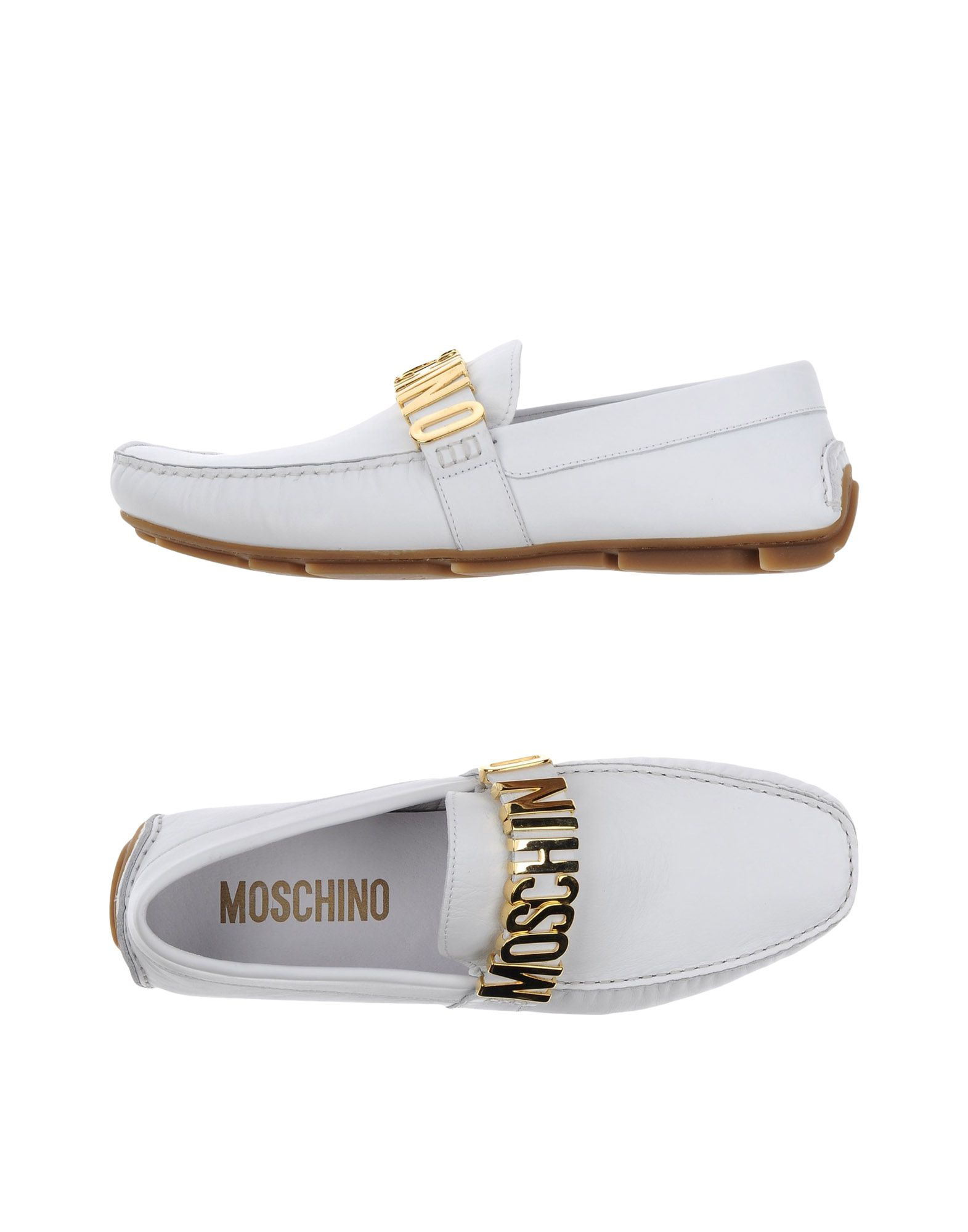 Moschino Moccasins in White for Men - Lyst