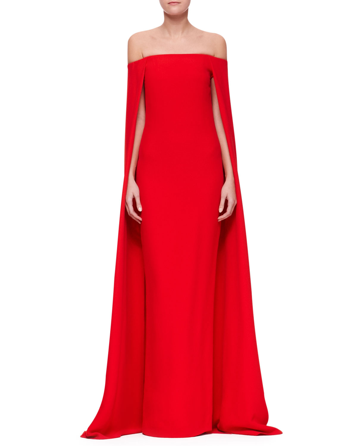 Lyst - Ralph lauren collection Audrey Cape Evening Gown in Red