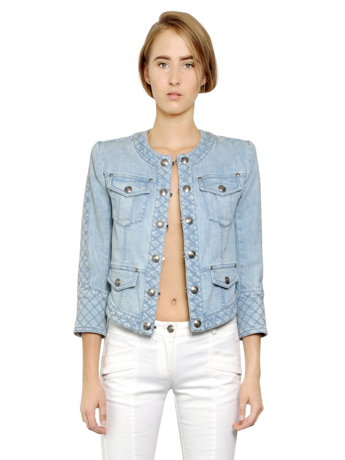 balmain denim jacket womens