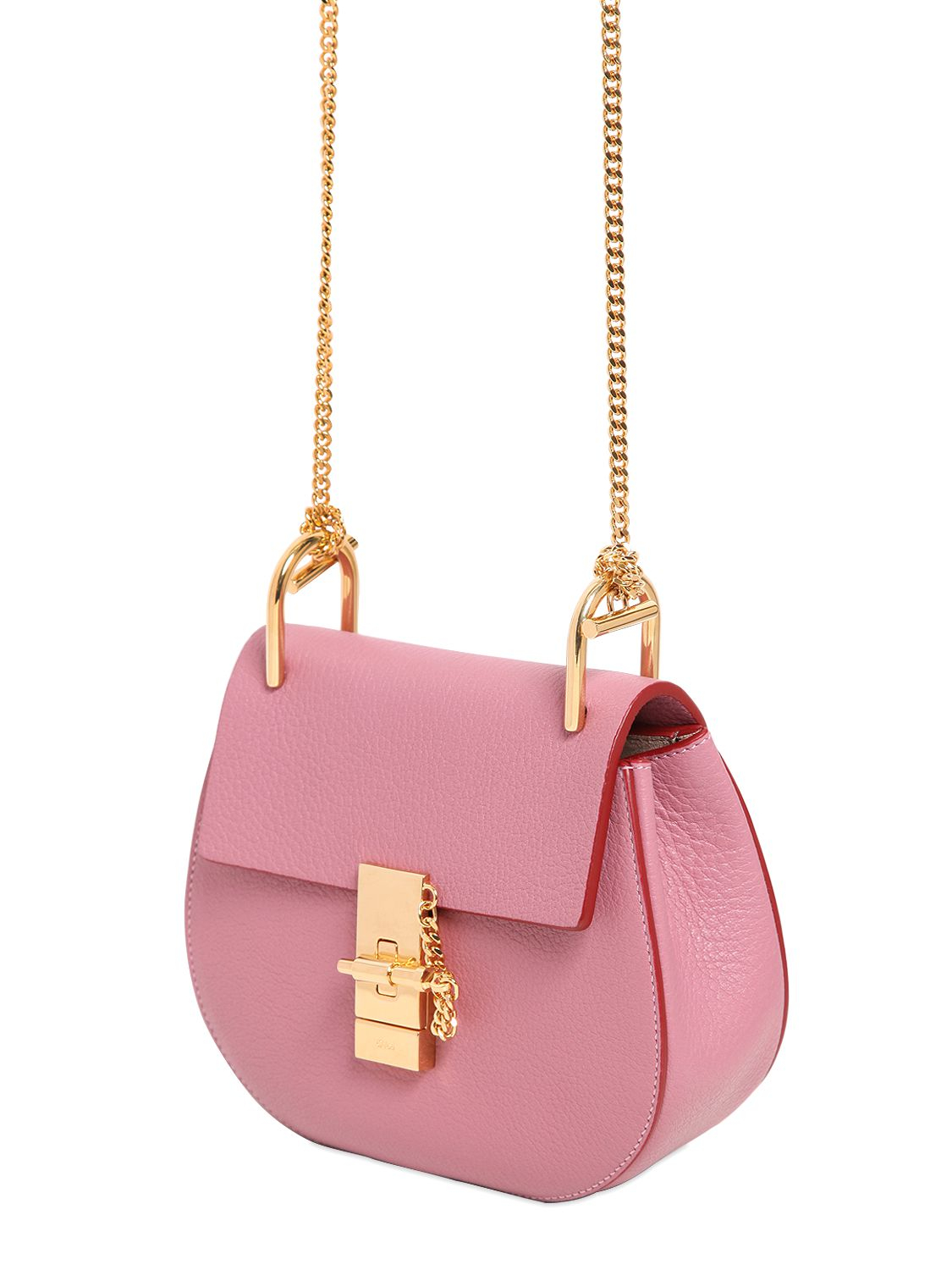 Chloé Mini Drew Grained Nappa Leather Bag in Faded Rose (Pink) - Lyst