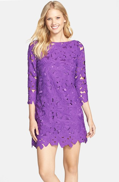 purple lace shift dress