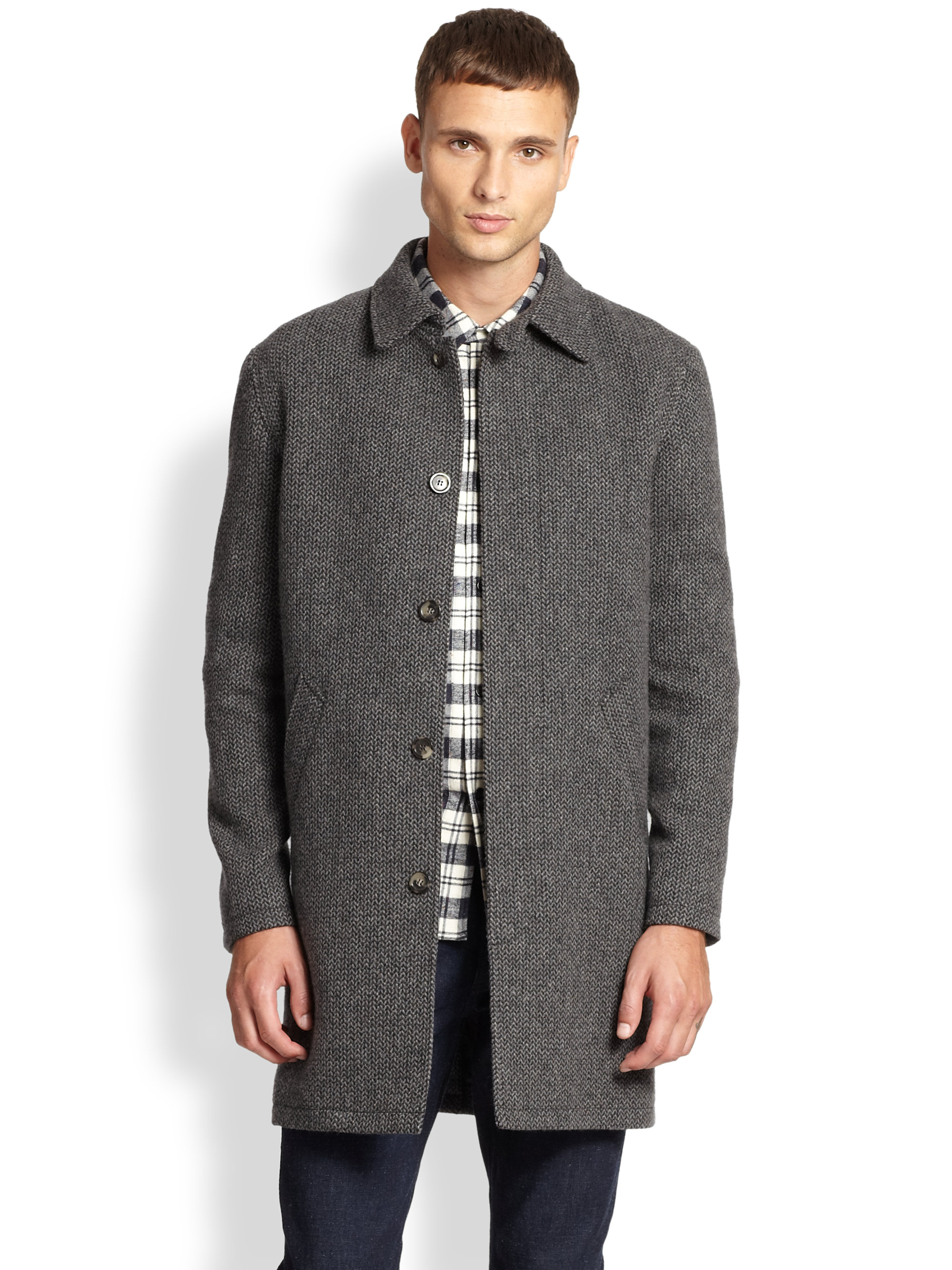 Lyst A.P.C. Jacquard Top Coat in Gray for Men