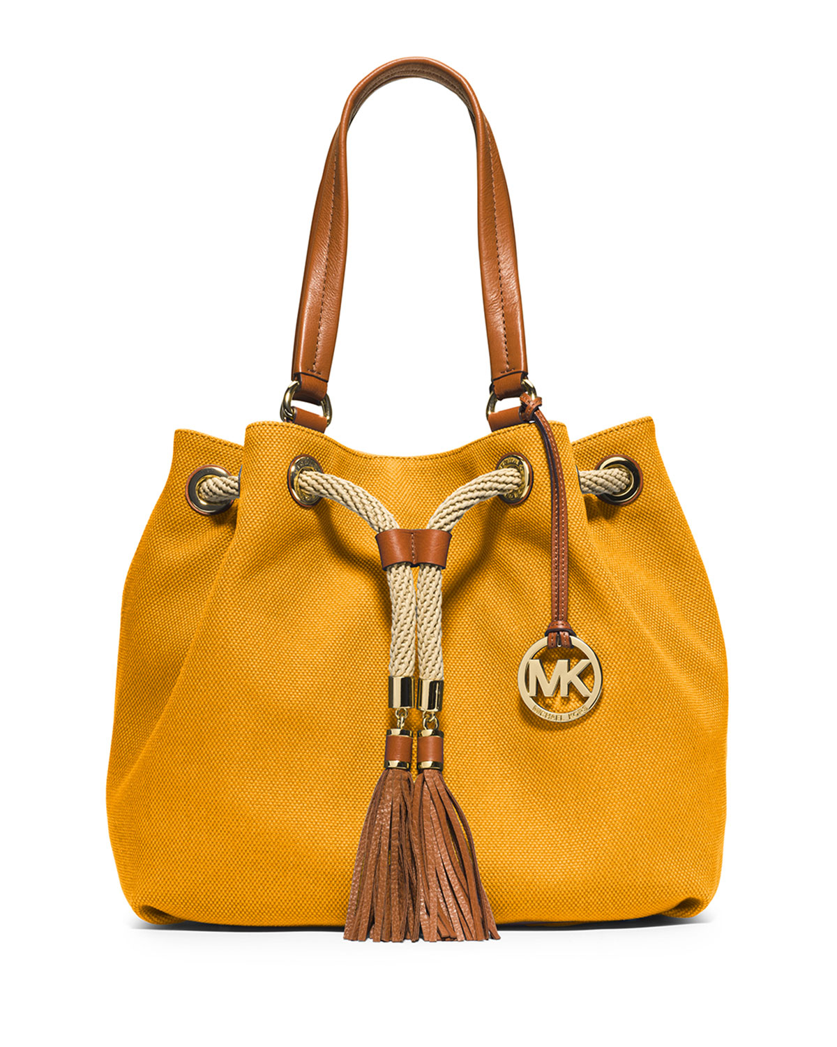 MICHAEL Michael Kors Marina Large Gathered Canvas Tote Bag in Yellow - Lyst
