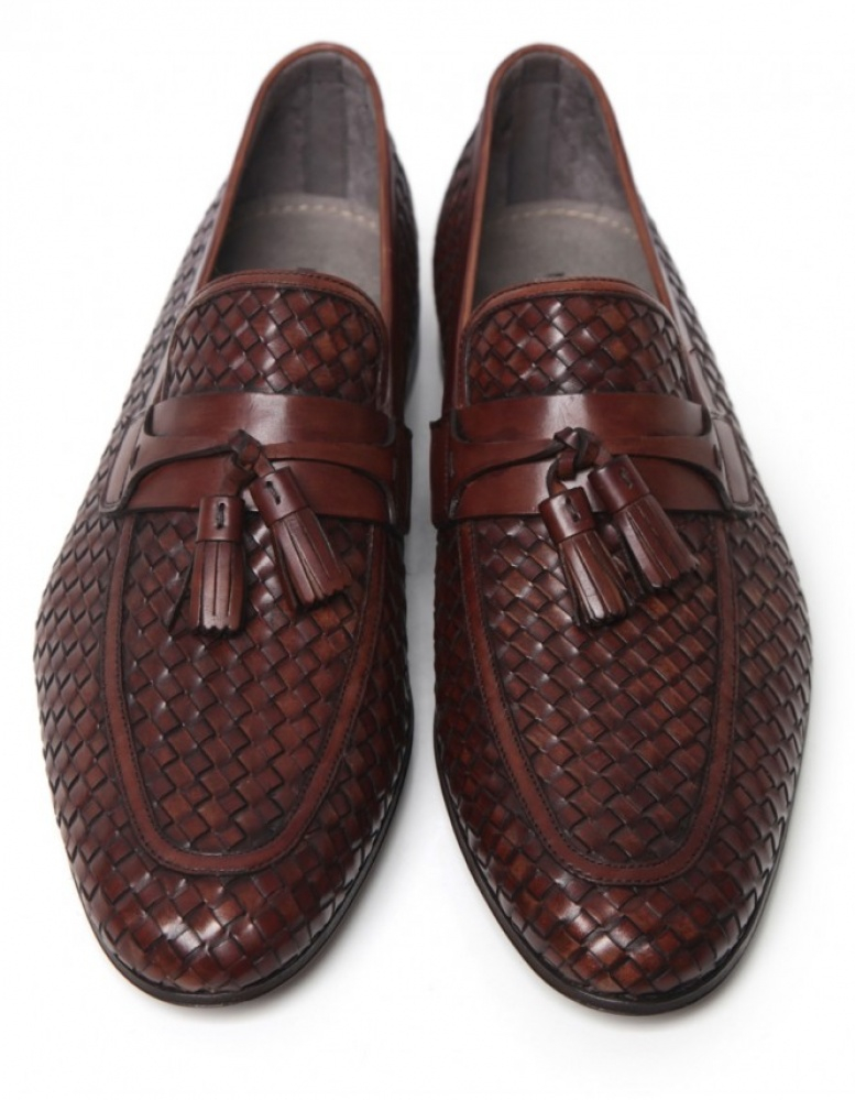 Magnanni Woven Leather Loafers in Brown for Men - Lyst