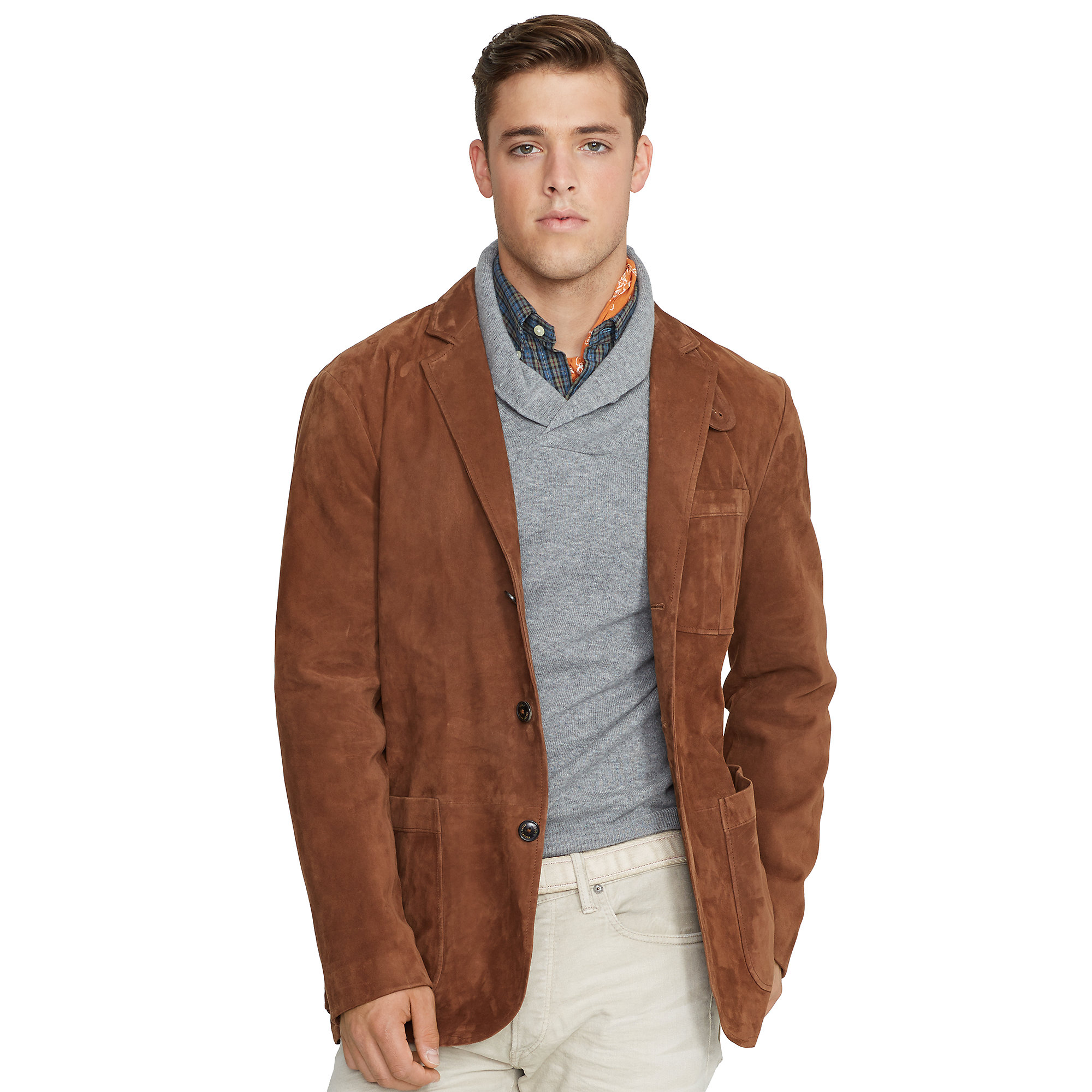 Sale > suede ralph lauren jacket > in stock