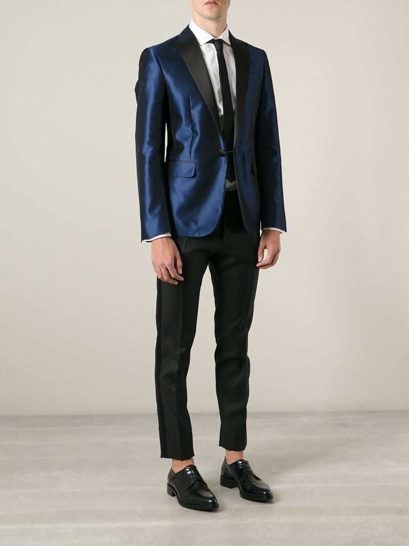 Lyst Dsquared² Twopiece Metallic Suit in Blue for Men