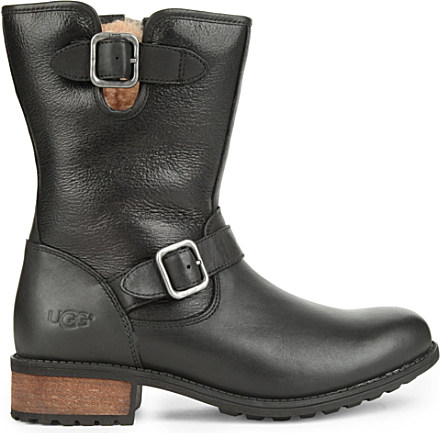 UGG Chaney Leather Boots in Black - Lyst