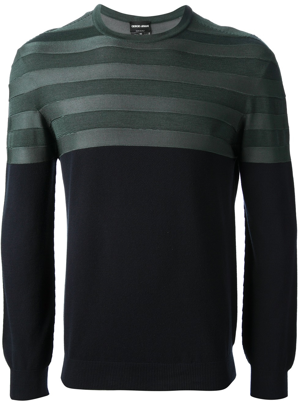 Giorgio Armani Striped Panel Sweater in Blue (Green) for Men - Lyst