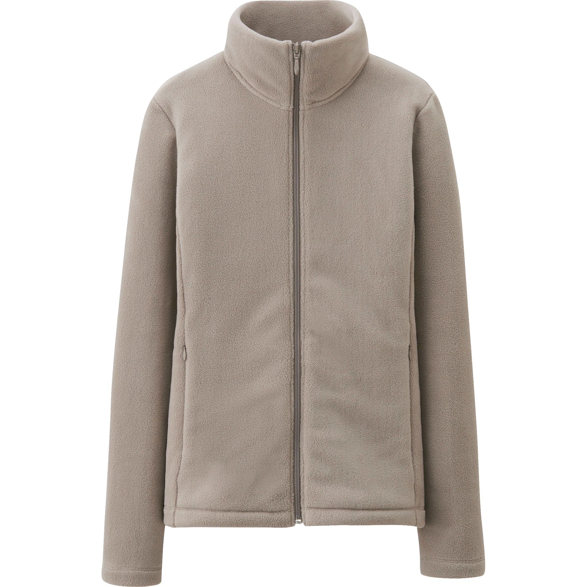 Uniqlo Fleece Long Sleeve Zip Jacket in Beige Lyst