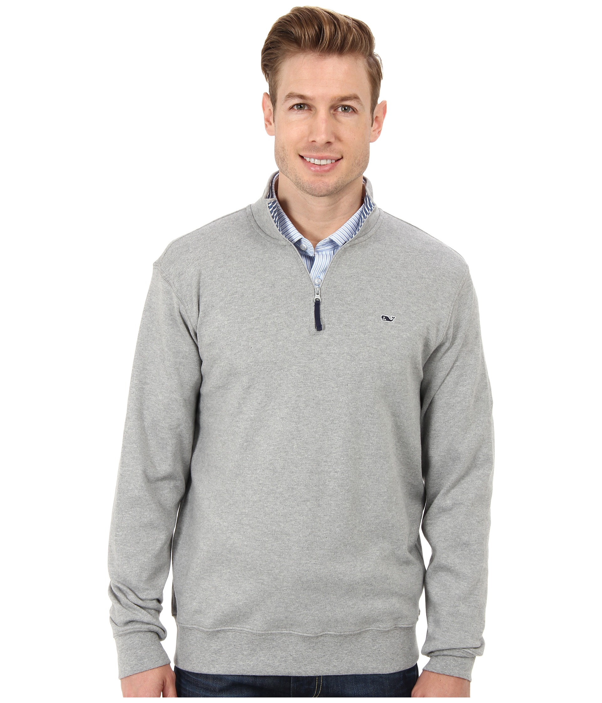 vineyard vines grey quarter zip