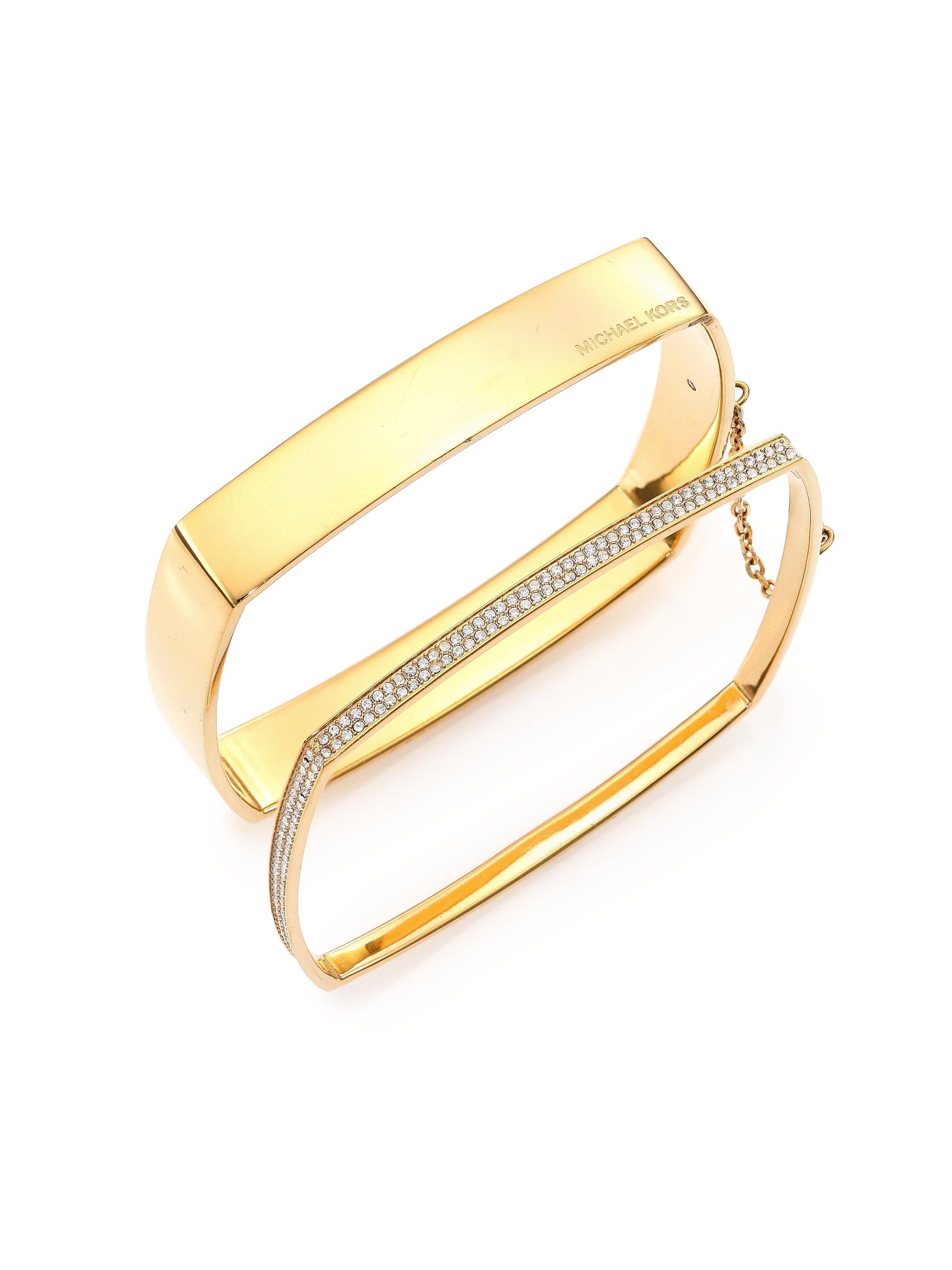 Michael Kors Heritage Logo Pavé Chained Square Bangle Bracelet Set in