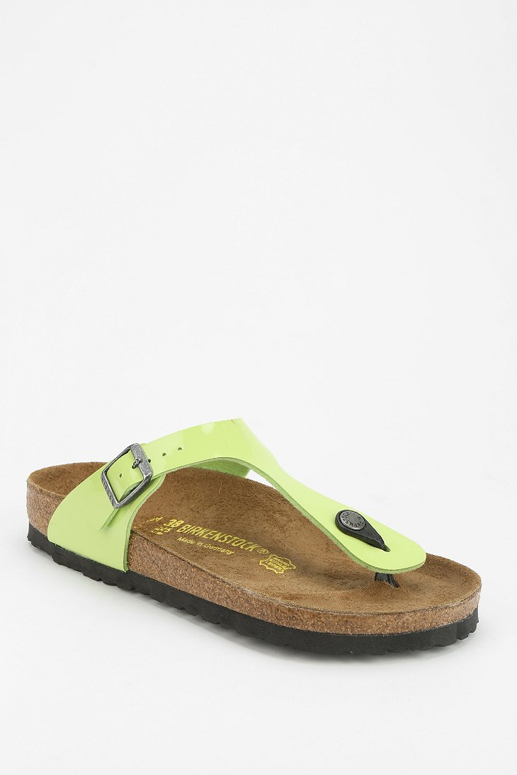 Birkenstock Gizeh Patent Thong Sandal in Green - Lyst